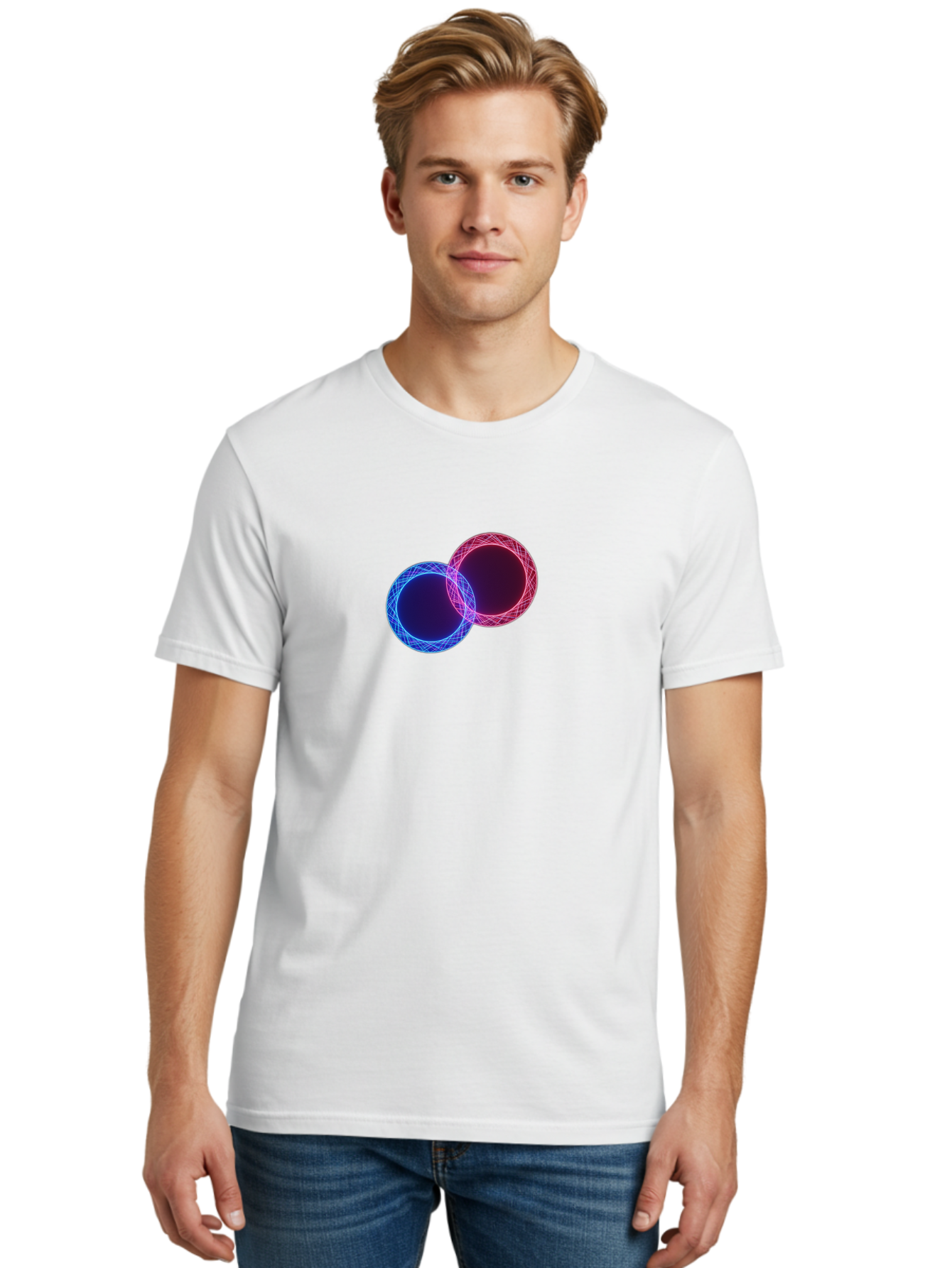 Overlapping-Circles-4 Men'S Graphic Tee, 100% Cotton, Comfortable Casual Summer Wear, Machine Washable, Vintage Camera, Old Camera, Antique Camera, Black Camera, Classic Photography, Photography Equipment, Nostalgic Device, Film Camera, Bag913