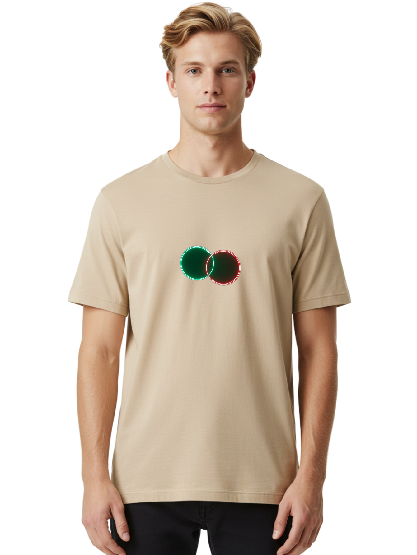 Overlapping-Circles-5 Men'S Graphic Tee, 100% Cotton, Comfortable Casual Summer Wear, Machine Washable, Vintage Camera, Old Camera, Antique Camera, Black Camera, Classic Photography, Photography Equipment, Nostalgic Device, Film Camera, Bag914