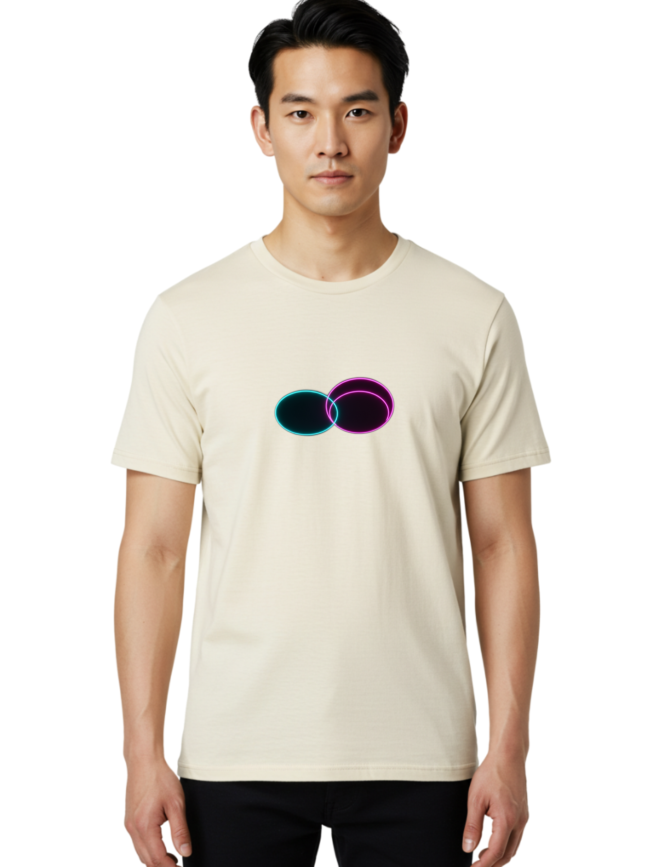 Overlapping-Circles Men'S Graphic Tee, 100% Cotton, Comfortable Casual Summer Wear, Machine Washable, Vintage Camera, Old Camera, Antique Camera, Black Camera, Classic Photography, Photography Equipment, Nostalgic Device, Film Camera, Bag915