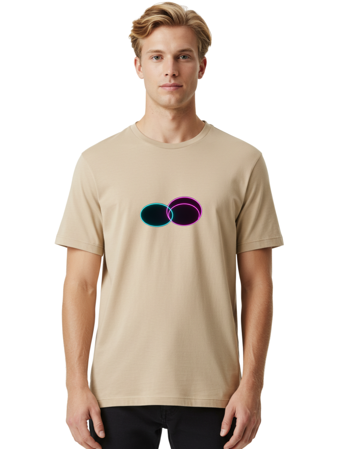 Overlapping-Circles Men'S Graphic Tee, 100% Cotton, Comfortable Casual Summer Wear, Machine Washable, Vintage Camera, Old Camera, Antique Camera, Black Camera, Classic Photography, Photography Equipment, Nostalgic Device, Film Camera, Bag915