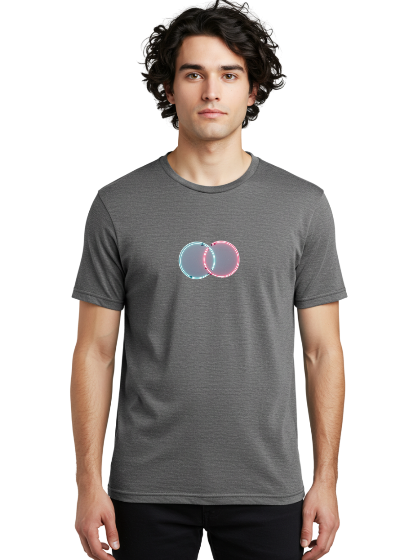 Overlapping-Neon-Circles-1 Men'S Graphic Tee, 100% Cotton, Comfortable Casual Summer Wear, Machine Washable, Vintage Camera, Old Camera, Antique Camera, Black Camera, Classic Photography, Photography Equipment, Nostalgic Device, Film Camera, Bag916