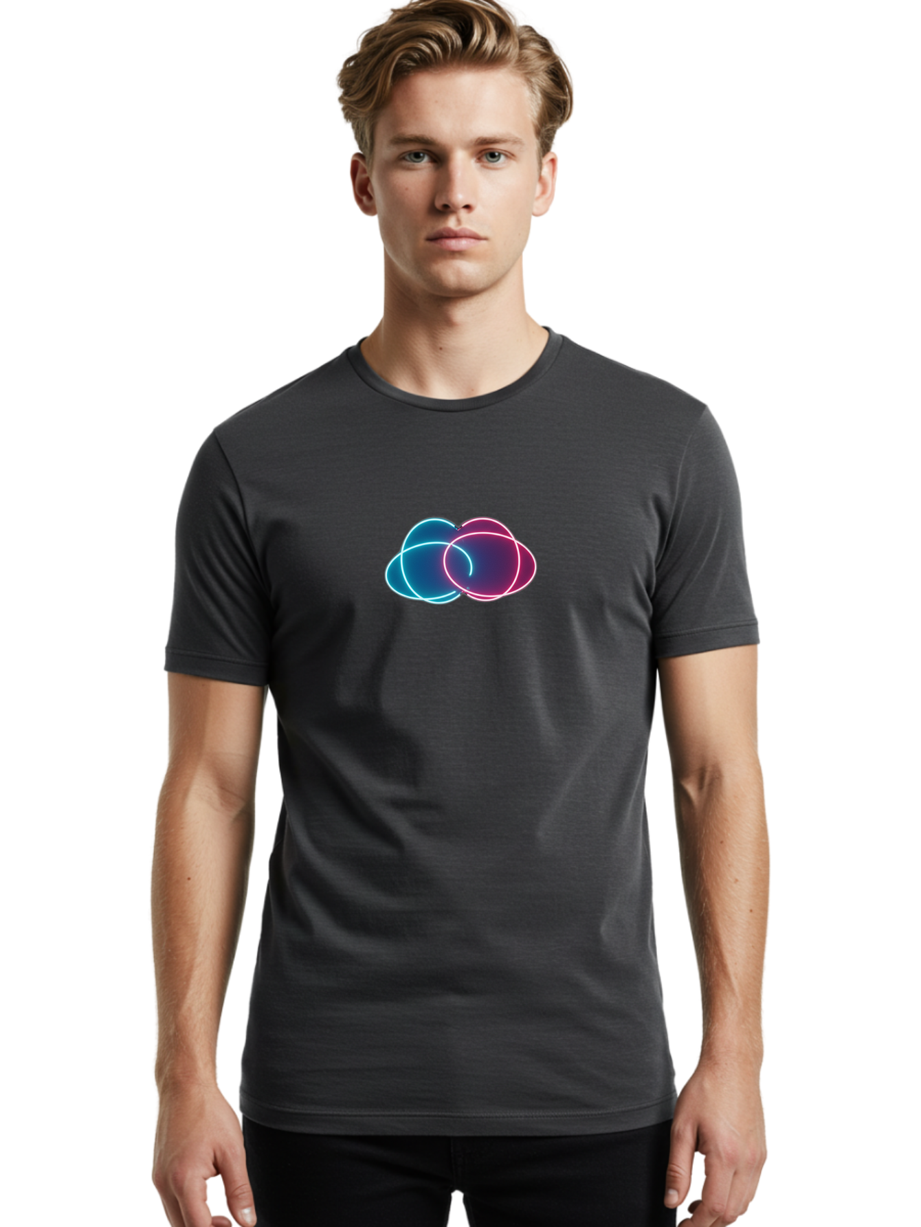 Overlapping-Neon-Circles Men'S Graphic Tee, 100% Cotton, Comfortable Casual Summer Wear, Machine Washable, Vintage Camera, Old Camera, Antique Camera, Black Camera, Classic Photography, Photography Equipment, Nostalgic Device, Film Camera, Bag917