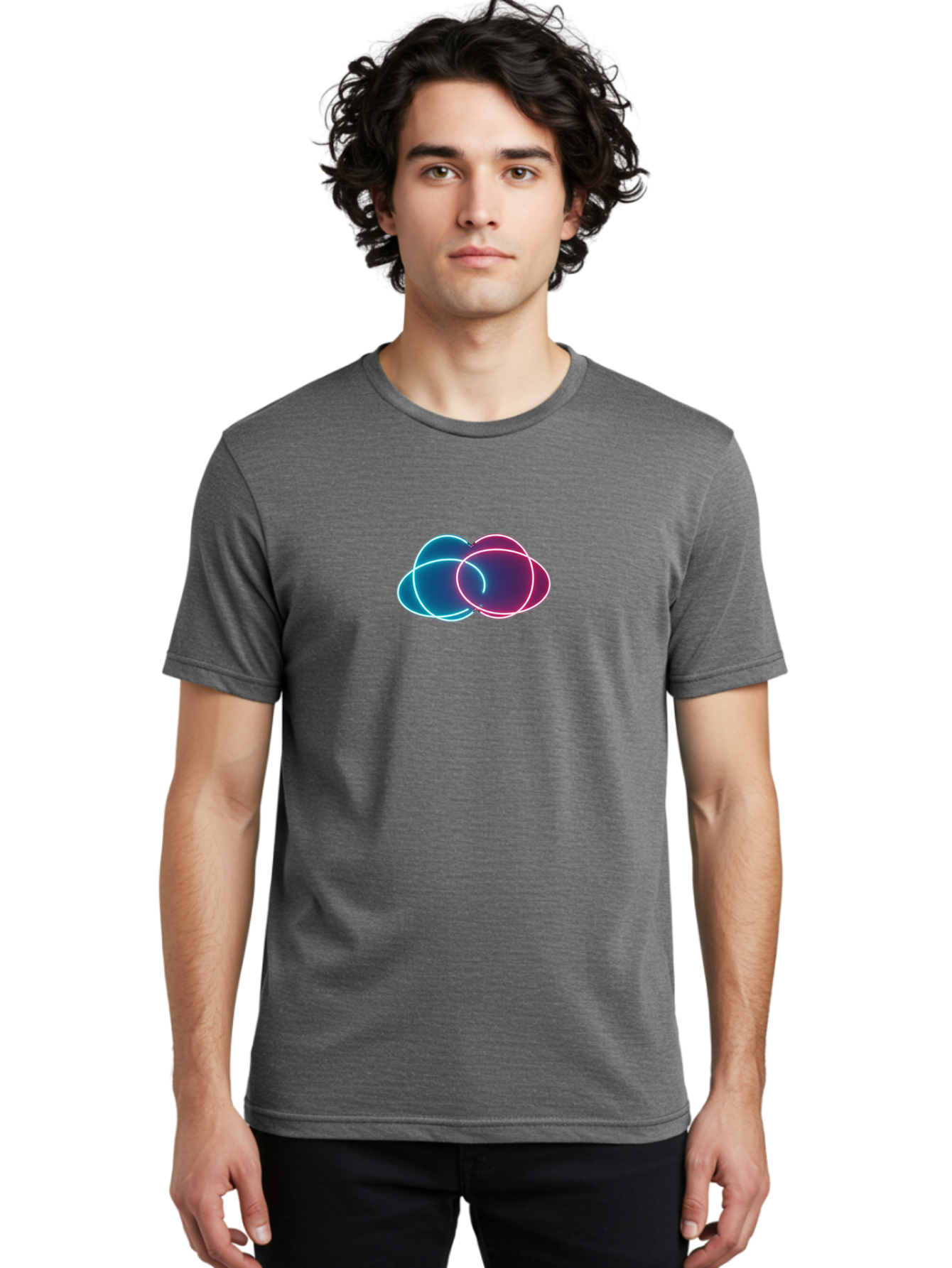 Overlapping-Neon-Circles Men'S Graphic Tee, 100% Cotton, Comfortable Casual Summer Wear, Machine Washable, Vintage Camera, Old Camera, Antique Camera, Black Camera, Classic Photography, Photography Equipment, Nostalgic Device, Film Camera, Bag917