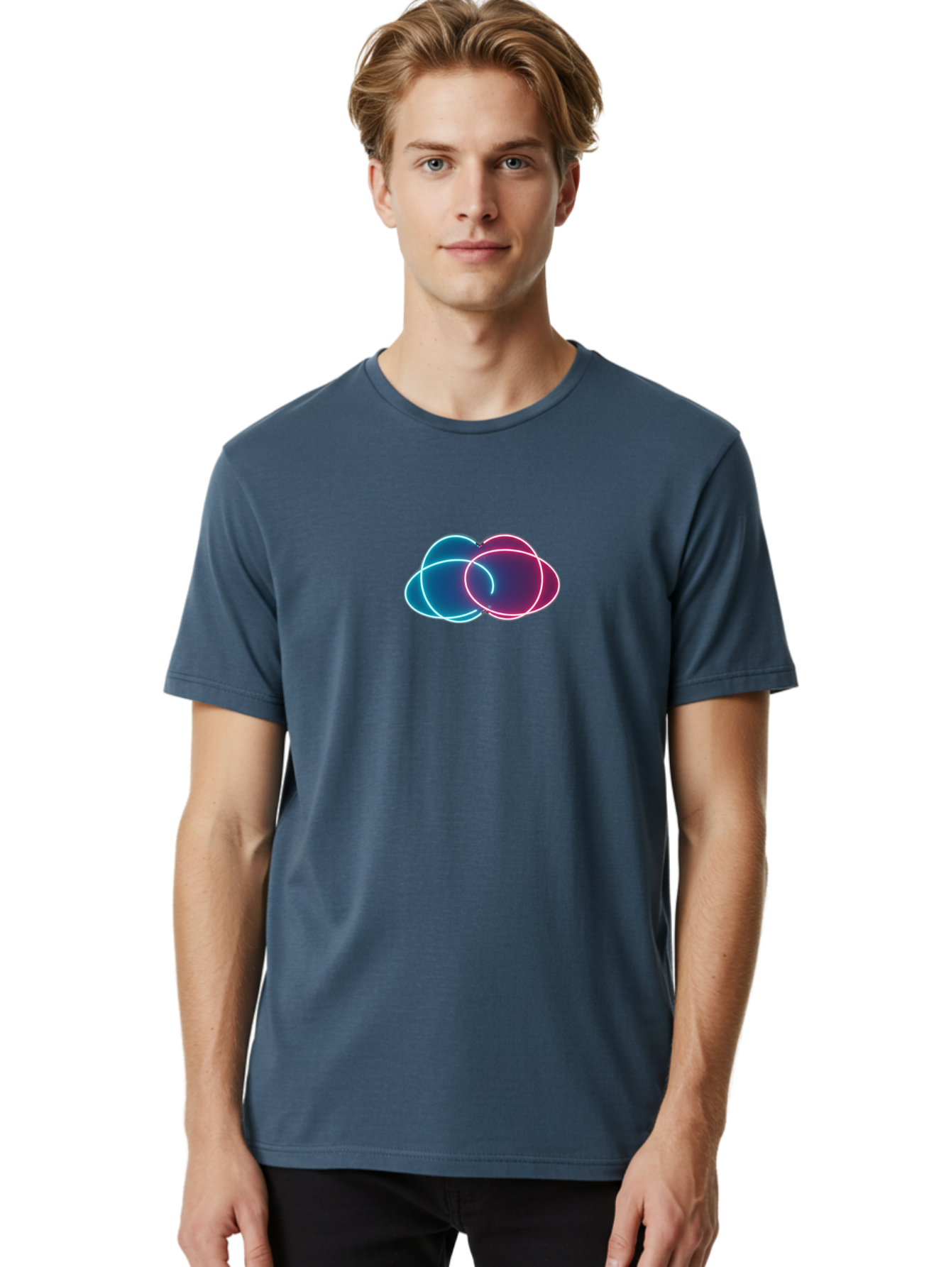 Overlapping-Neon-Circles Men'S Graphic Tee, 100% Cotton, Comfortable Casual Summer Wear, Machine Washable, Vintage Camera, Old Camera, Antique Camera, Black Camera, Classic Photography, Photography Equipment, Nostalgic Device, Film Camera, Bag917