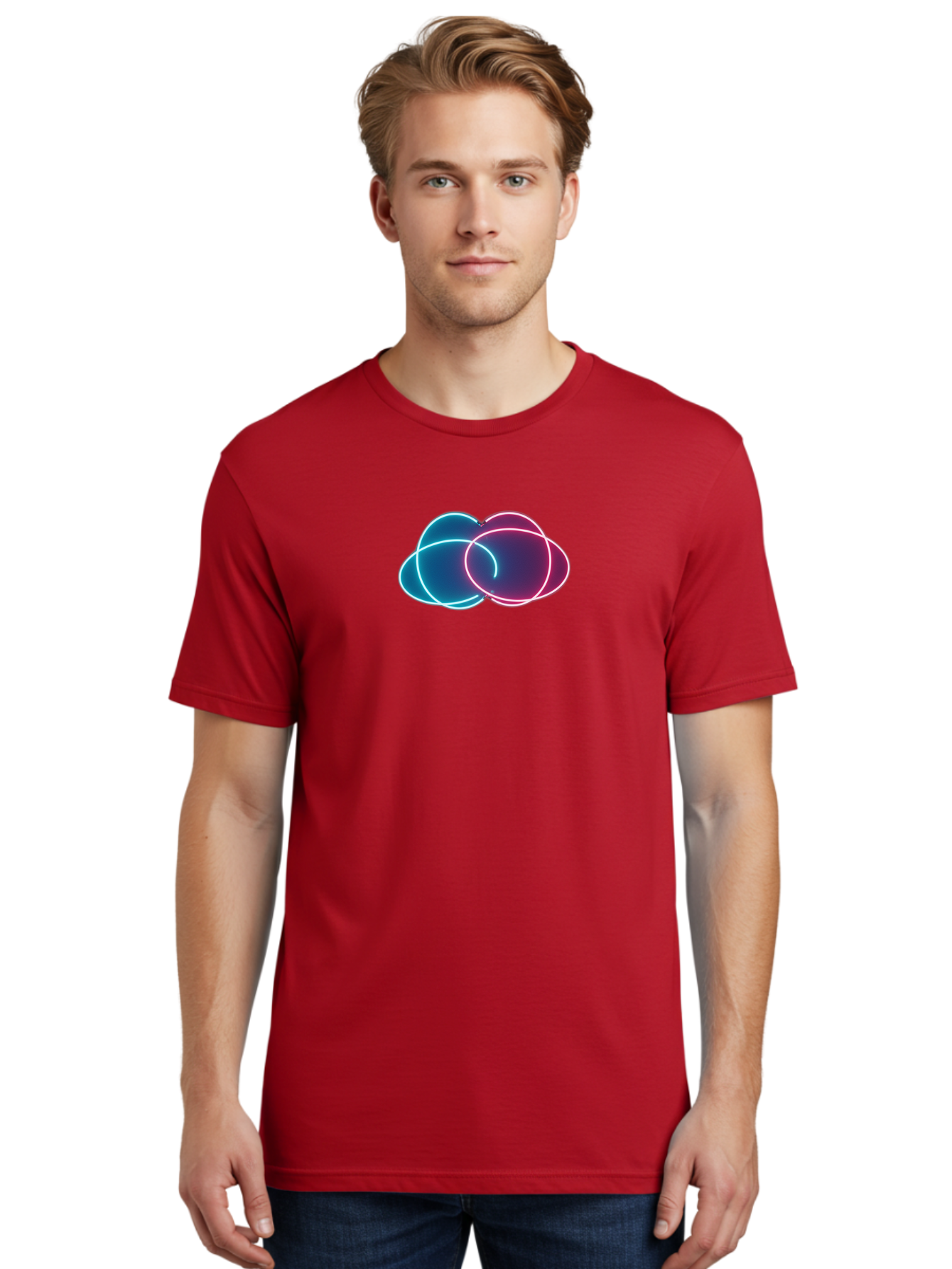 Overlapping-Neon-Circles Men'S Graphic Tee, 100% Cotton, Comfortable Casual Summer Wear, Machine Washable, Vintage Camera, Old Camera, Antique Camera, Black Camera, Classic Photography, Photography Equipment, Nostalgic Device, Film Camera, Bag917