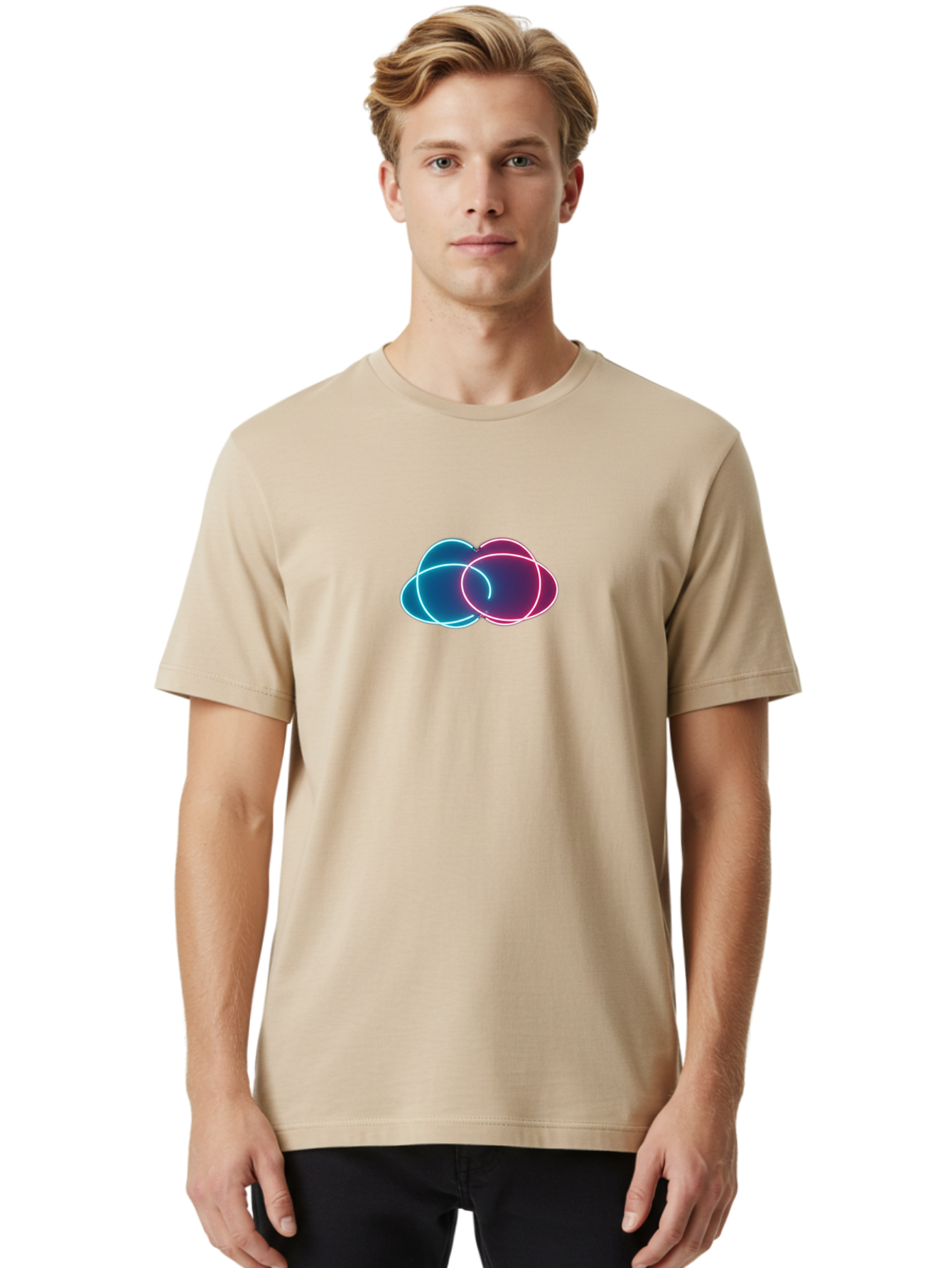 Overlapping-Neon-Circles Men'S Graphic Tee, 100% Cotton, Comfortable Casual Summer Wear, Machine Washable, Vintage Camera, Old Camera, Antique Camera, Black Camera, Classic Photography, Photography Equipment, Nostalgic Device, Film Camera, Bag917
