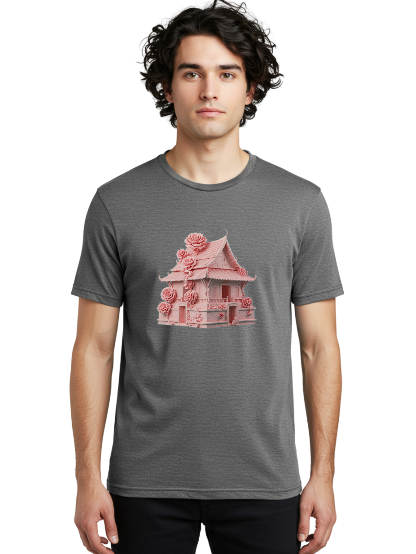 Pagoda-House-With-Roses Men'S Graphic Tee, 100% Cotton, Comfortable Casual Summer Wear, Machine Washable, Vintage Camera, Old Camera, Antique Camera, Black Camera, Classic Photography, Photography Equipment, Nostalgic Device, Film Camera, Bag921