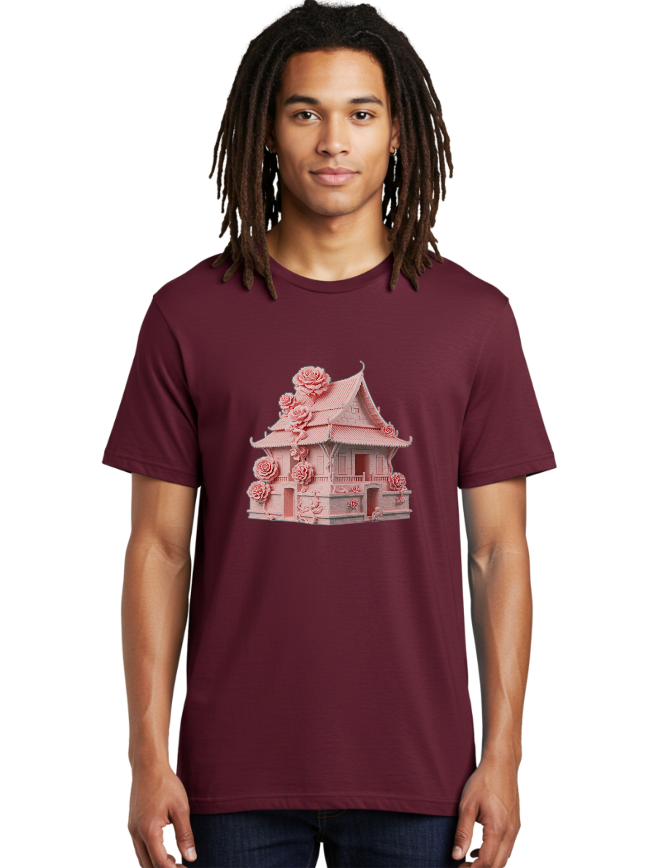 Pagoda-House-With-Roses Men'S Graphic Tee, 100% Cotton, Comfortable Casual Summer Wear, Machine Washable, Vintage Camera, Old Camera, Antique Camera, Black Camera, Classic Photography, Photography Equipment, Nostalgic Device, Film Camera, Bag921