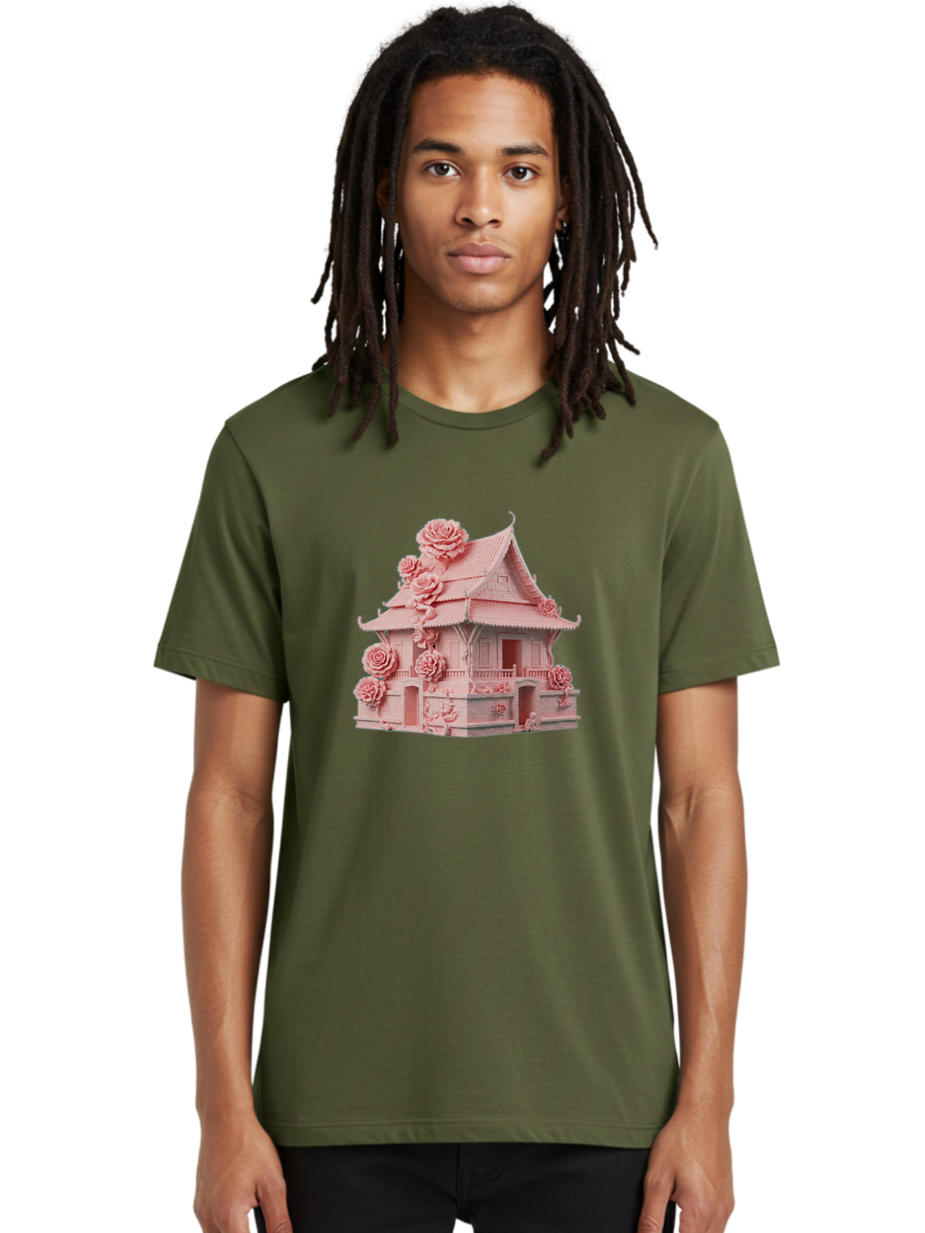 Pagoda-House-With-Roses Men'S Graphic Tee, 100% Cotton, Comfortable Casual Summer Wear, Machine Washable, Vintage Camera, Old Camera, Antique Camera, Black Camera, Classic Photography, Photography Equipment, Nostalgic Device, Film Camera, Bag921