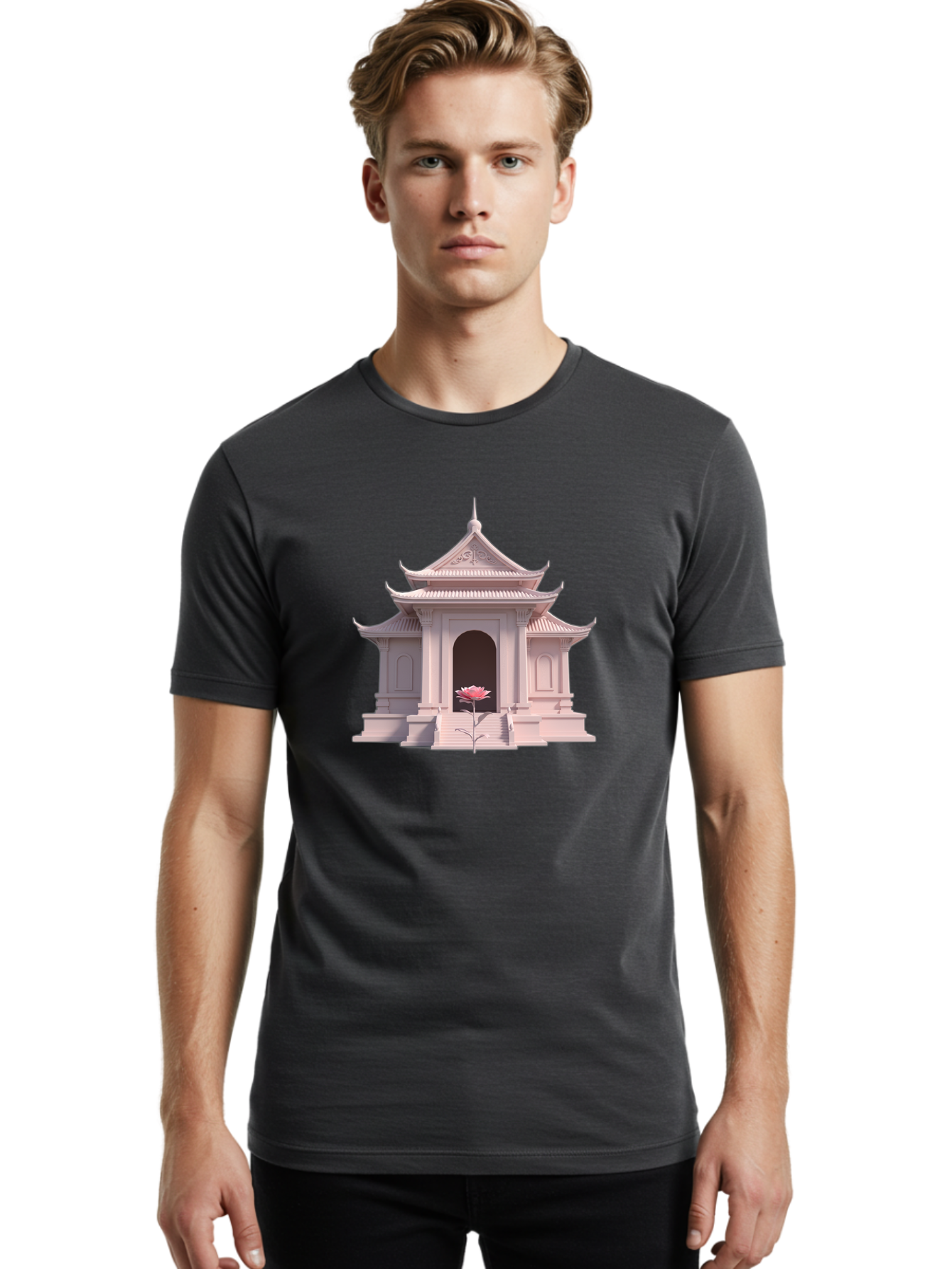 Pagoda-Temple Men'S Graphic Tee, 100% Cotton, Comfortable Casual Summer Wear, Machine Washable, Vintage Camera, Old Camera, Antique Camera, Black Camera, Classic Photography, Photography Equipment, Nostalgic Device, Film Camera, Camera Art Bag922