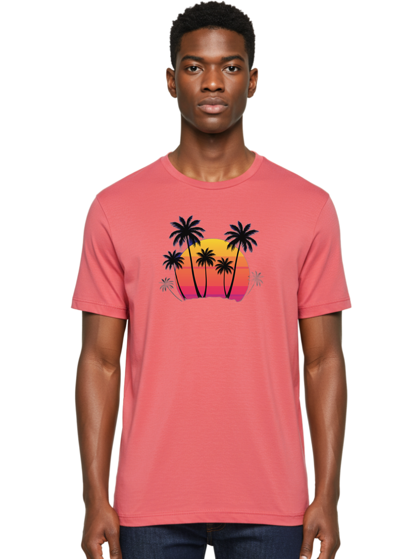Palm-Trees-Sunset Men'S Graphic Tee, 100% Cotton, Comfortable Casual Summer Wear, Machine Washable, Vintage Camera, Old Camera, Antique Camera, Black Camera, Classic Photography, Photography Equipment, Nostalgic Device, Film Camera, Camera Art Bag925