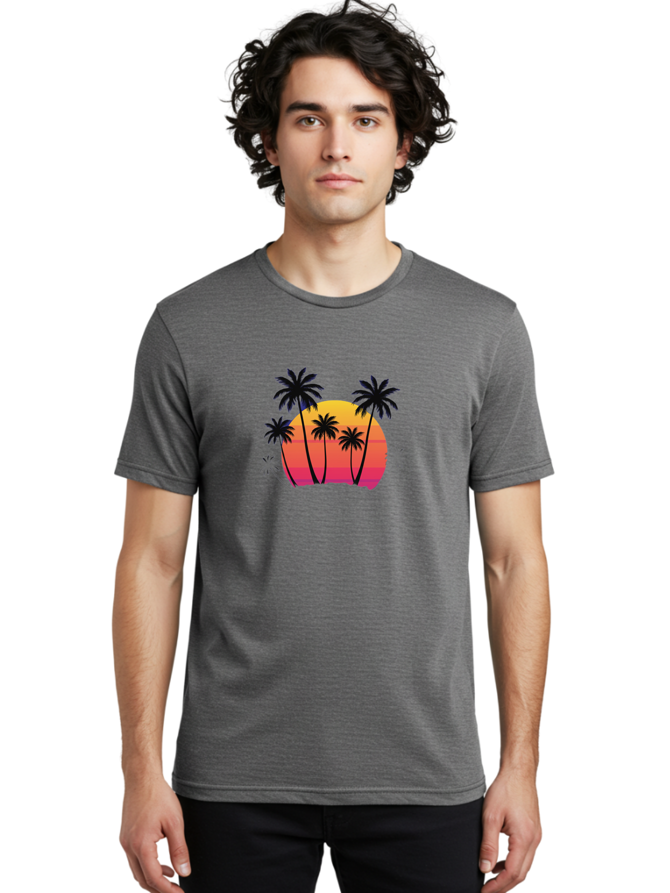 Palm-Trees-Sunset Men'S Graphic Tee, 100% Cotton, Comfortable Casual Summer Wear, Machine Washable, Vintage Camera, Old Camera, Antique Camera, Black Camera, Classic Photography, Photography Equipment, Nostalgic Device, Film Camera, Camera Art Bag925