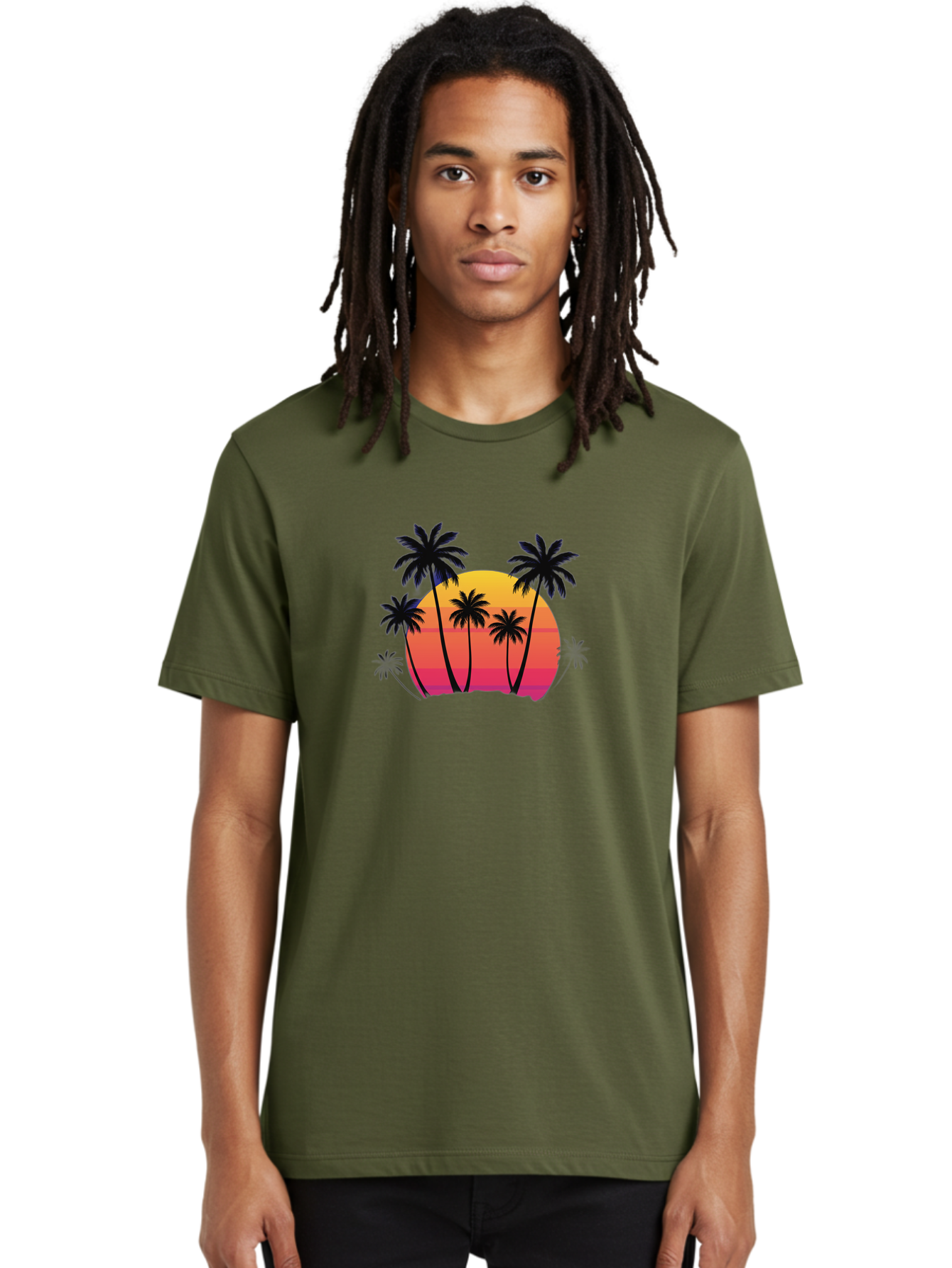 Palm-Trees-Sunset Men'S Graphic Tee, 100% Cotton, Comfortable Casual Summer Wear, Machine Washable, Vintage Camera, Old Camera, Antique Camera, Black Camera, Classic Photography, Photography Equipment, Nostalgic Device, Film Camera, Camera Art Bag925