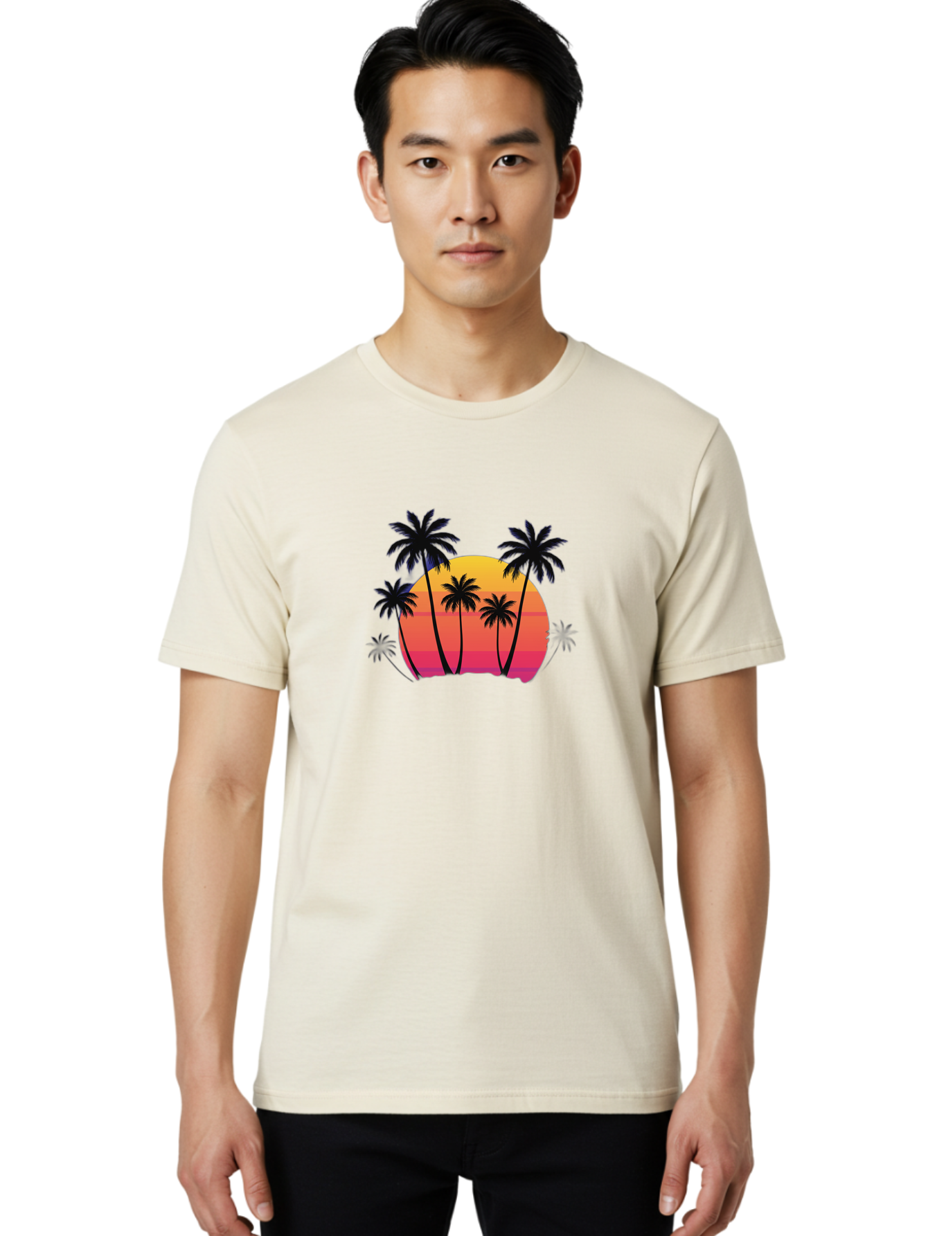Palm-Trees-Sunset Men'S Graphic Tee, 100% Cotton, Comfortable Casual Summer Wear, Machine Washable, Vintage Camera, Old Camera, Antique Camera, Black Camera, Classic Photography, Photography Equipment, Nostalgic Device, Film Camera, Camera Art Bag925