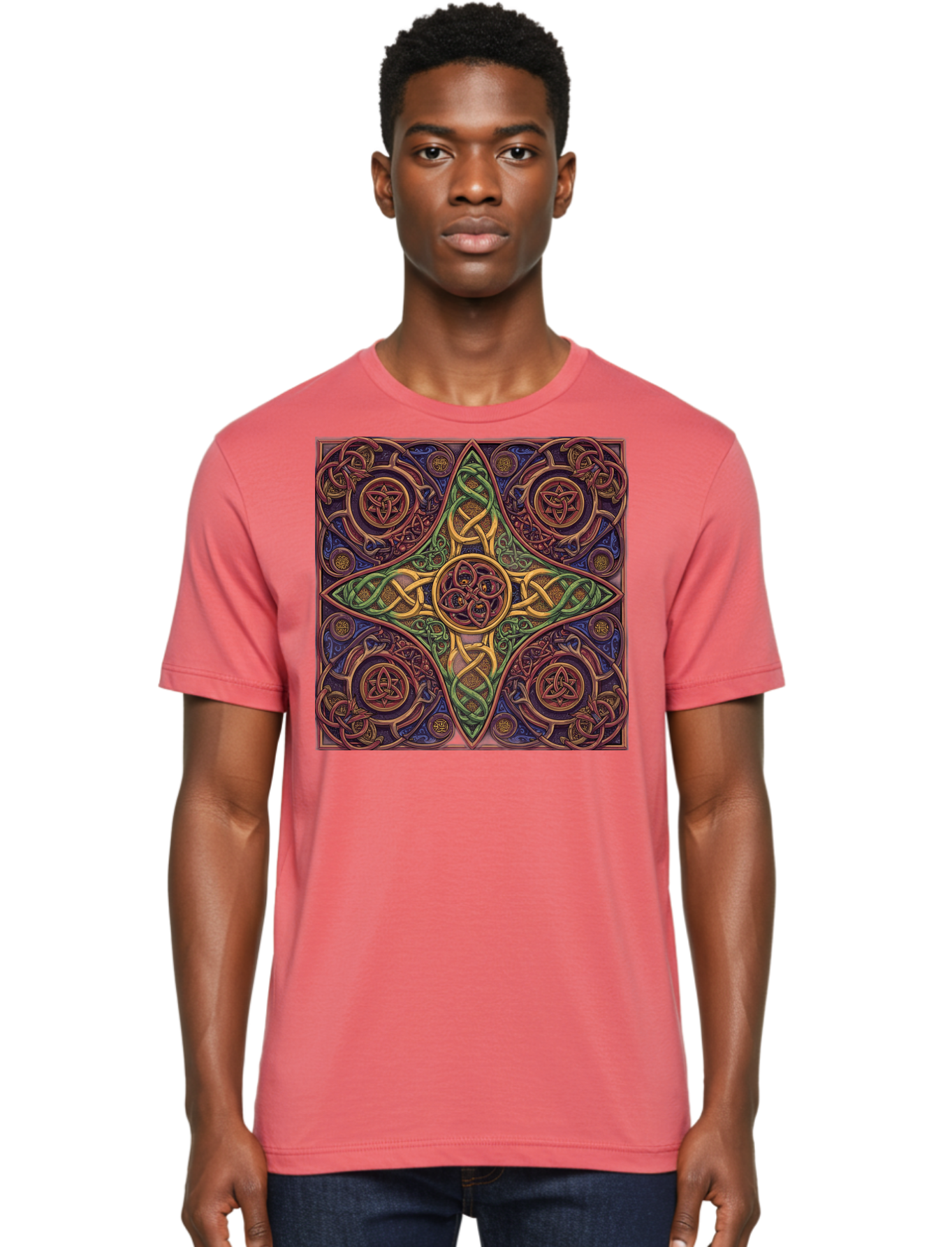 Pentagram-Celtic-Knot-Pattern Men'S Graphic Tee, 100% Cotton, Comfortable Casual Summer Wear, Machine Washable, Vintage Camera, Old Camera, Antique Camera, Black Camera, Classic Photography, Photography Equipment, Nostalgic Device, Bag943