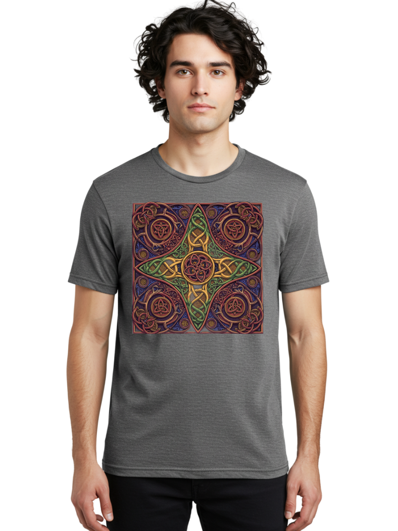 Pentagram-Celtic-Knot-Pattern Men'S Graphic Tee, 100% Cotton, Comfortable Casual Summer Wear, Machine Washable, Vintage Camera, Old Camera, Antique Camera, Black Camera, Classic Photography, Photography Equipment, Nostalgic Device, Bag943