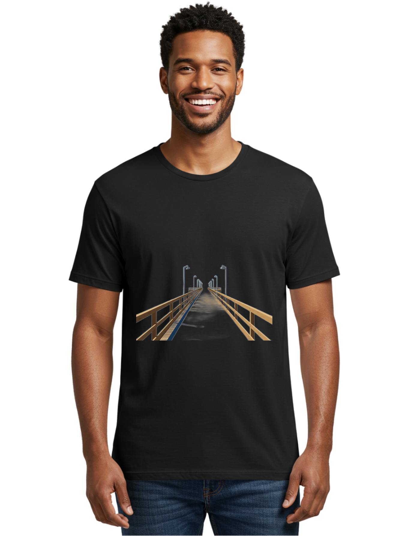 Pier-With-Street-Lights Men'S Graphic Tee, 100% Cotton, Comfortable Casual Summer Wear, Machine Washable, Vintage Camera, Old Camera, Antique Camera, Black Camera, Classic Photography, Photography Equipment, Nostalgic Device, Film Camera, Bag949