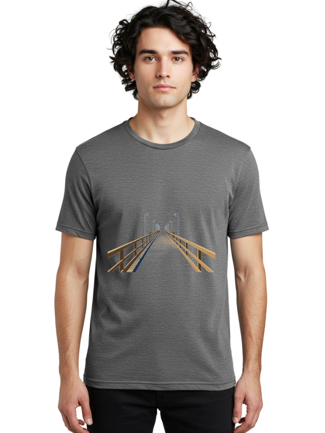 Pier-With-Street-Lights Men'S Graphic Tee, 100% Cotton, Comfortable Casual Summer Wear, Machine Washable, Vintage Camera, Old Camera, Antique Camera, Black Camera, Classic Photography, Photography Equipment, Nostalgic Device, Film Camera, Bag949