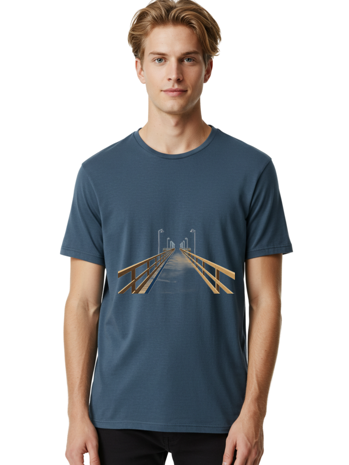 Pier-With-Street-Lights Men'S Graphic Tee, 100% Cotton, Comfortable Casual Summer Wear, Machine Washable, Vintage Camera, Old Camera, Antique Camera, Black Camera, Classic Photography, Photography Equipment, Nostalgic Device, Film Camera, Bag949