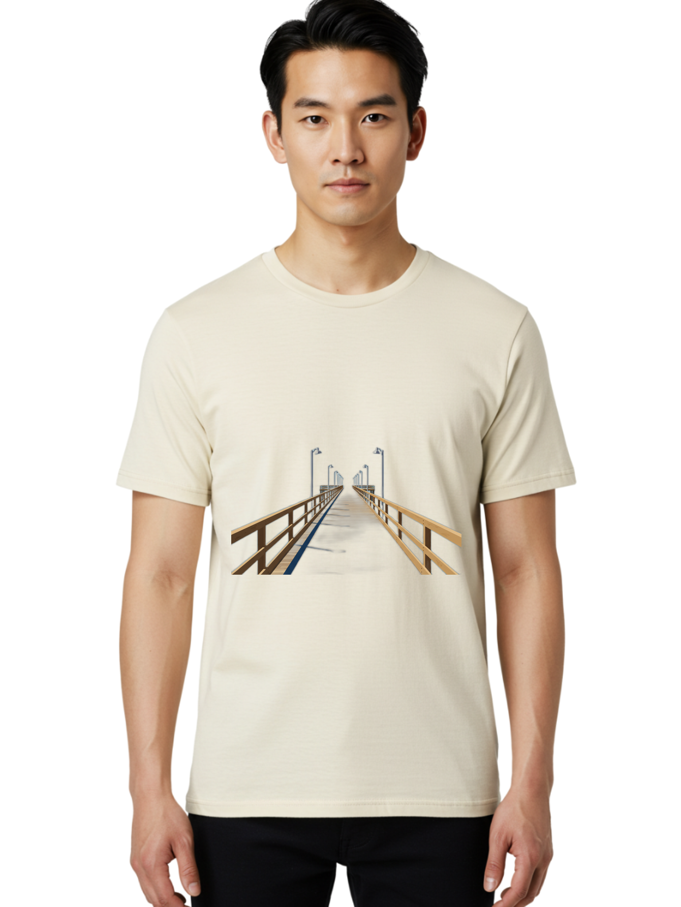 Pier-With-Street-Lights Men'S Graphic Tee, 100% Cotton, Comfortable Casual Summer Wear, Machine Washable, Vintage Camera, Old Camera, Antique Camera, Black Camera, Classic Photography, Photography Equipment, Nostalgic Device, Film Camera, Bag949
