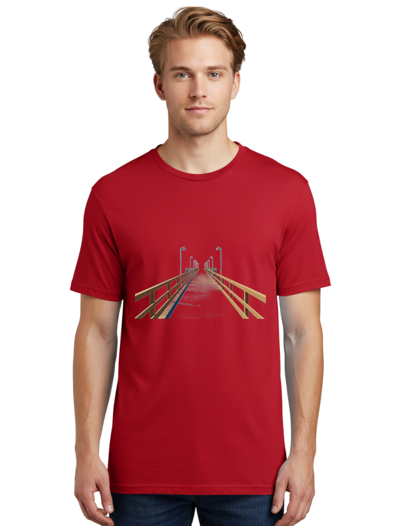 Pier-With-Street-Lights Men'S Graphic Tee, 100% Cotton, Comfortable Casual Summer Wear, Machine Washable, Vintage Camera, Old Camera, Antique Camera, Black Camera, Classic Photography, Photography Equipment, Nostalgic Device, Film Camera, Bag949