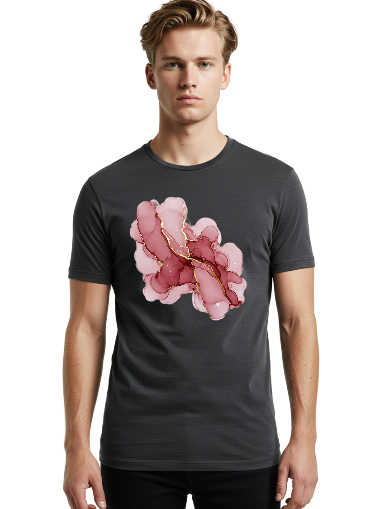 Pink-Abstract-Art Men'S Graphic Tee, 100% Cotton, Comfortable Casual Summer Wear, Machine Washable, Vintage Camera, Old Camera, Antique Camera, Black Camera, Classic Photography, Photography Equipment, Nostalgic Device, Film Camera, Camera Art Bag950