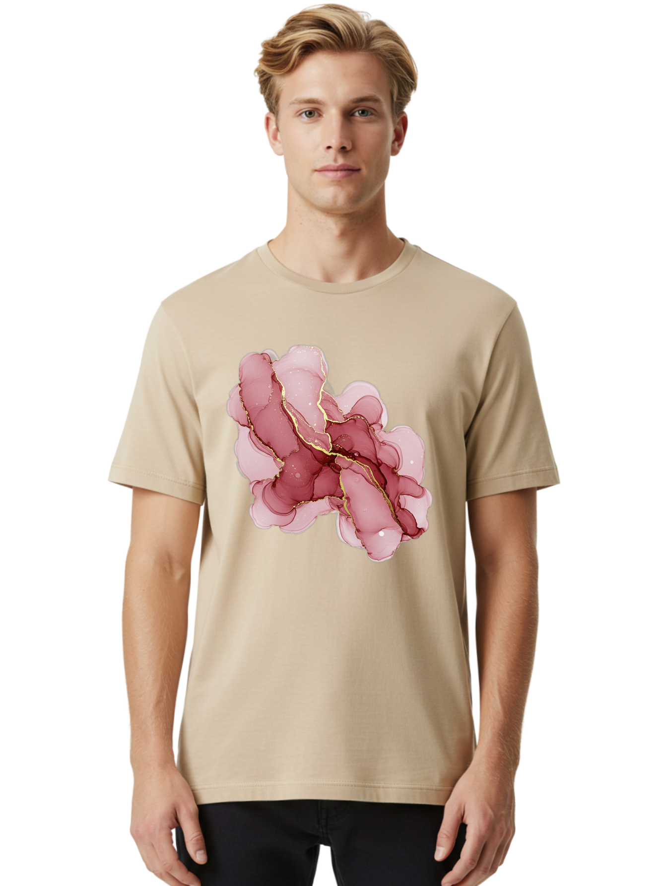 Pink-Abstract-Art Men'S Graphic Tee, 100% Cotton, Comfortable Casual Summer Wear, Machine Washable, Vintage Camera, Old Camera, Antique Camera, Black Camera, Classic Photography, Photography Equipment, Nostalgic Device, Film Camera, Camera Art Bag950