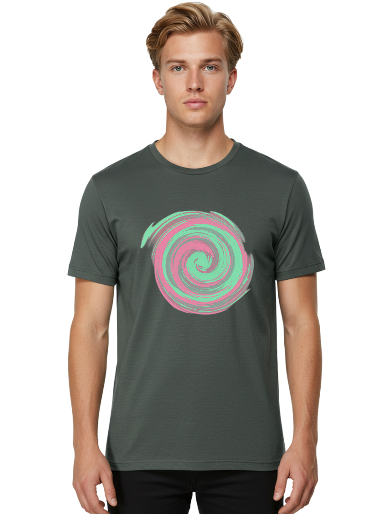 Pink-And-Grey-Spiral Men'S Graphic Tee, 100% Cotton, Comfortable Casual Summer Wear, Machine Washable, Vintage Camera, Old Camera, Antique Camera, Black Camera, Classic Photography, Photography Equipment, Nostalgic Device, Film Camera, Bag951
