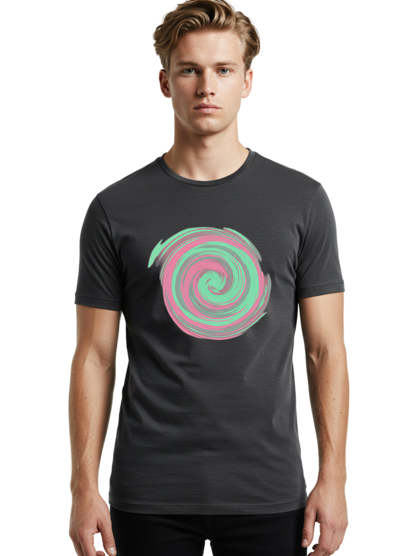 Pink-And-Grey-Spiral Men'S Graphic Tee, 100% Cotton, Comfortable Casual Summer Wear, Machine Washable, Vintage Camera, Old Camera, Antique Camera, Black Camera, Classic Photography, Photography Equipment, Nostalgic Device, Film Camera, Bag951
