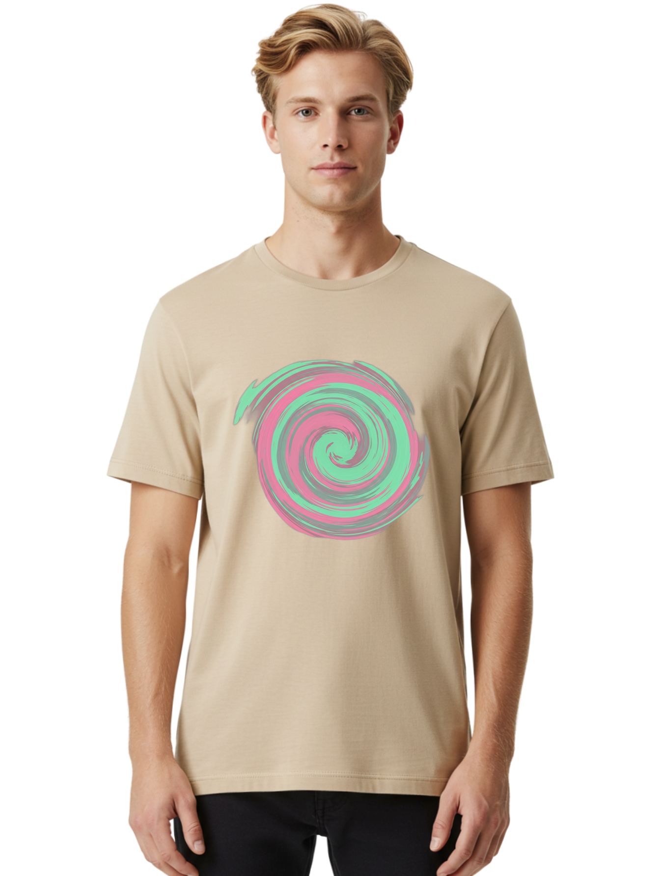 Pink-And-Grey-Spiral Men'S Graphic Tee, 100% Cotton, Comfortable Casual Summer Wear, Machine Washable, Vintage Camera, Old Camera, Antique Camera, Black Camera, Classic Photography, Photography Equipment, Nostalgic Device, Film Camera, Bag951