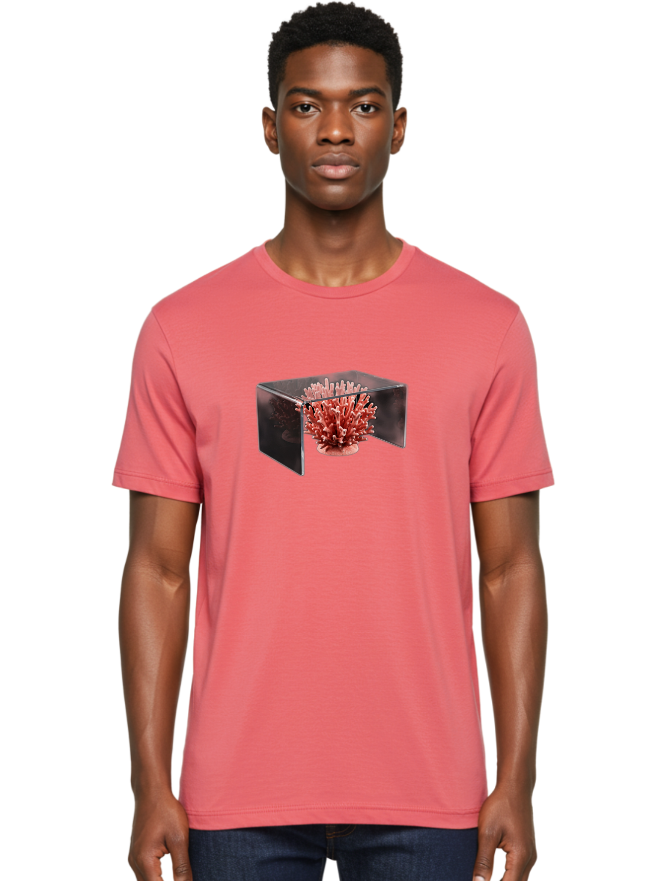 Pink-Coral-In-Cube Men'S Graphic Tee, 100% Cotton, Comfortable Casual Summer Wear, Machine Washable, Vintage Camera, Old Camera, Antique Camera, Black Camera, Classic Photography, Photography Equipment, Nostalgic Device, Film Camera, Bag952