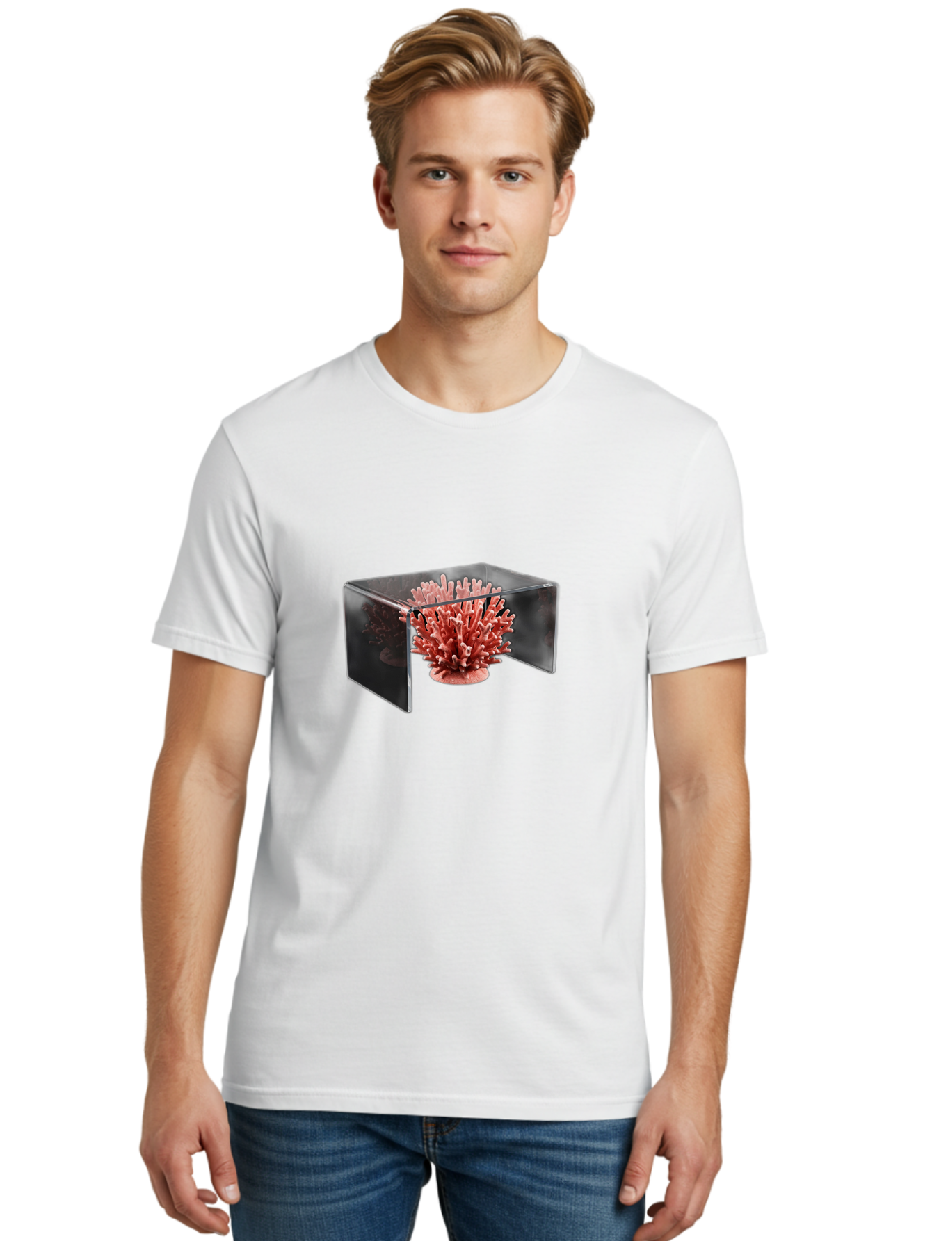 Pink-Coral-In-Cube Men'S Graphic Tee, 100% Cotton, Comfortable Casual Summer Wear, Machine Washable, Vintage Camera, Old Camera, Antique Camera, Black Camera, Classic Photography, Photography Equipment, Nostalgic Device, Film Camera, Bag952