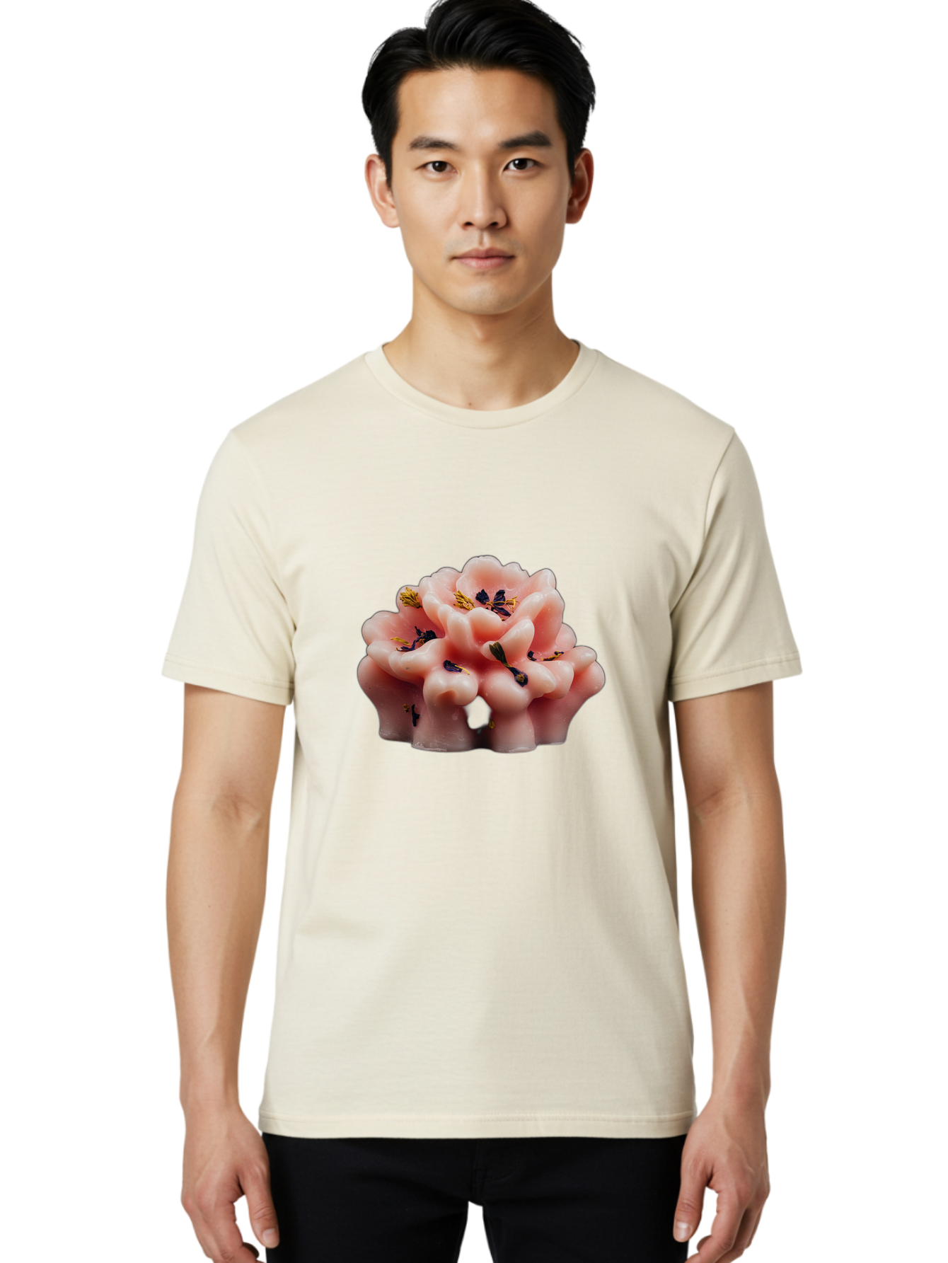 Pink-Flower-Shaped-Candle Men'S Graphic Tee, 100% Cotton, Comfortable Casual Summer Wear, Machine Washable, Vintage Camera, Old Camera, Antique Camera, Black Camera, Classic Photography, Photography Equipment, Nostalgic Device, Film Camera, Bag956