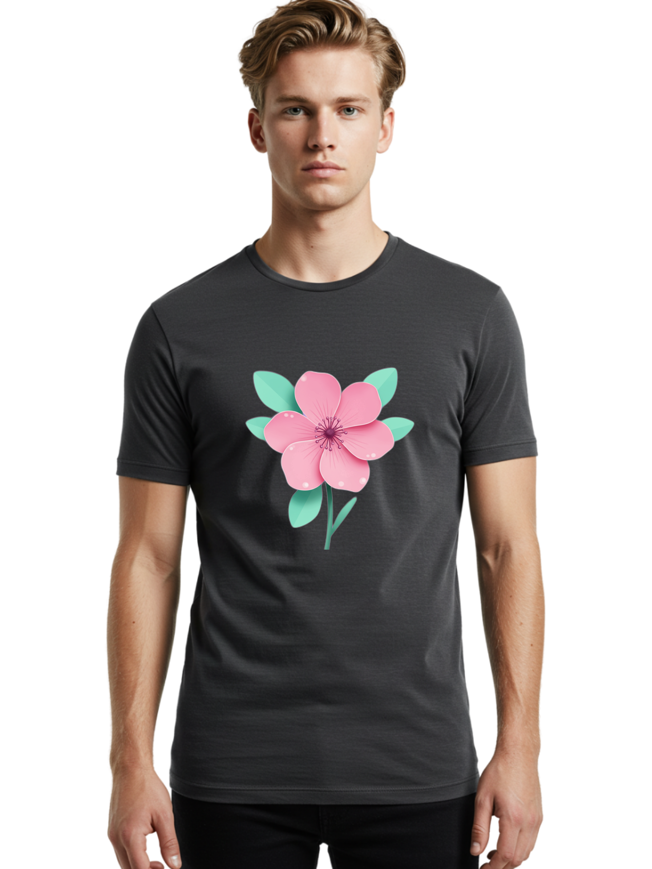 Pink-Flower Men'S Graphic Tee, 100% Cotton, Comfortable Casual Summer Wear, Machine Washable, Vintage Camera, Old Camera, Antique Camera, Black Camera, Classic Photography, Photography Equipment, Nostalgic Device, Film Camera, Camera Art Bag957