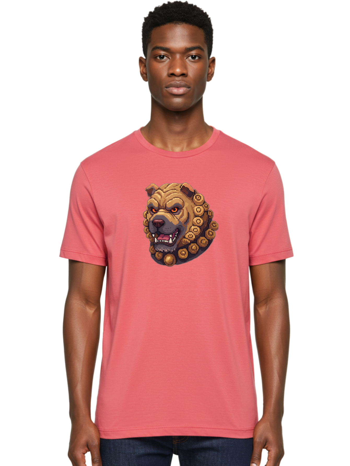 Pixelated-Dog-Head-With-Spiked-Collar Men'S Graphic Tee, 100% Cotton, Comfortable Casual Summer Wear, Machine Washable, Vintage Camera, Old Camera, Antique Camera, Black Camera, Classic Photography, Photography Equipment, Nostalgic Device, Bag976