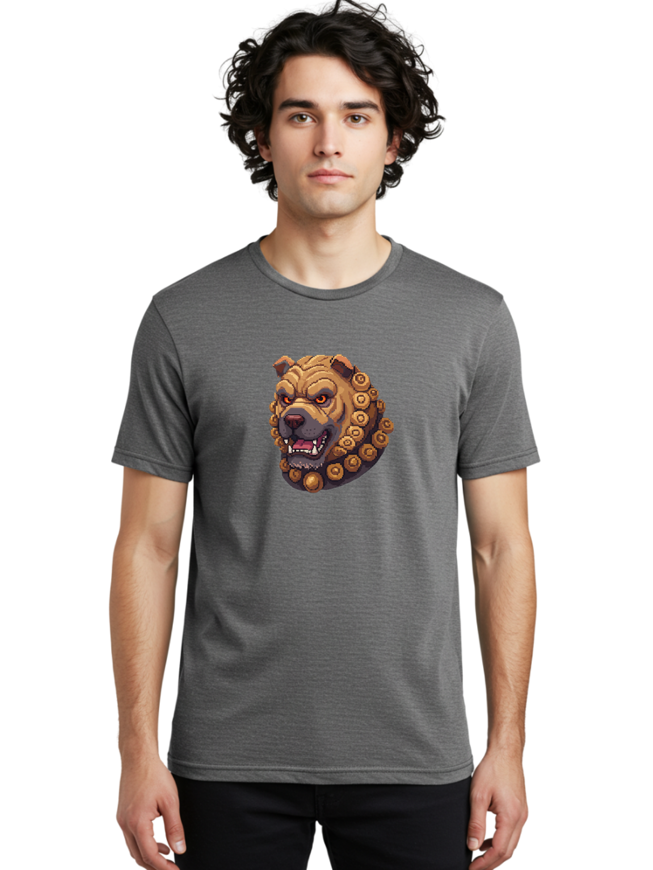 Pixelated-Dog-Head-With-Spiked-Collar Men'S Graphic Tee, 100% Cotton, Comfortable Casual Summer Wear, Machine Washable, Vintage Camera, Old Camera, Antique Camera, Black Camera, Classic Photography, Photography Equipment, Nostalgic Device, Bag976