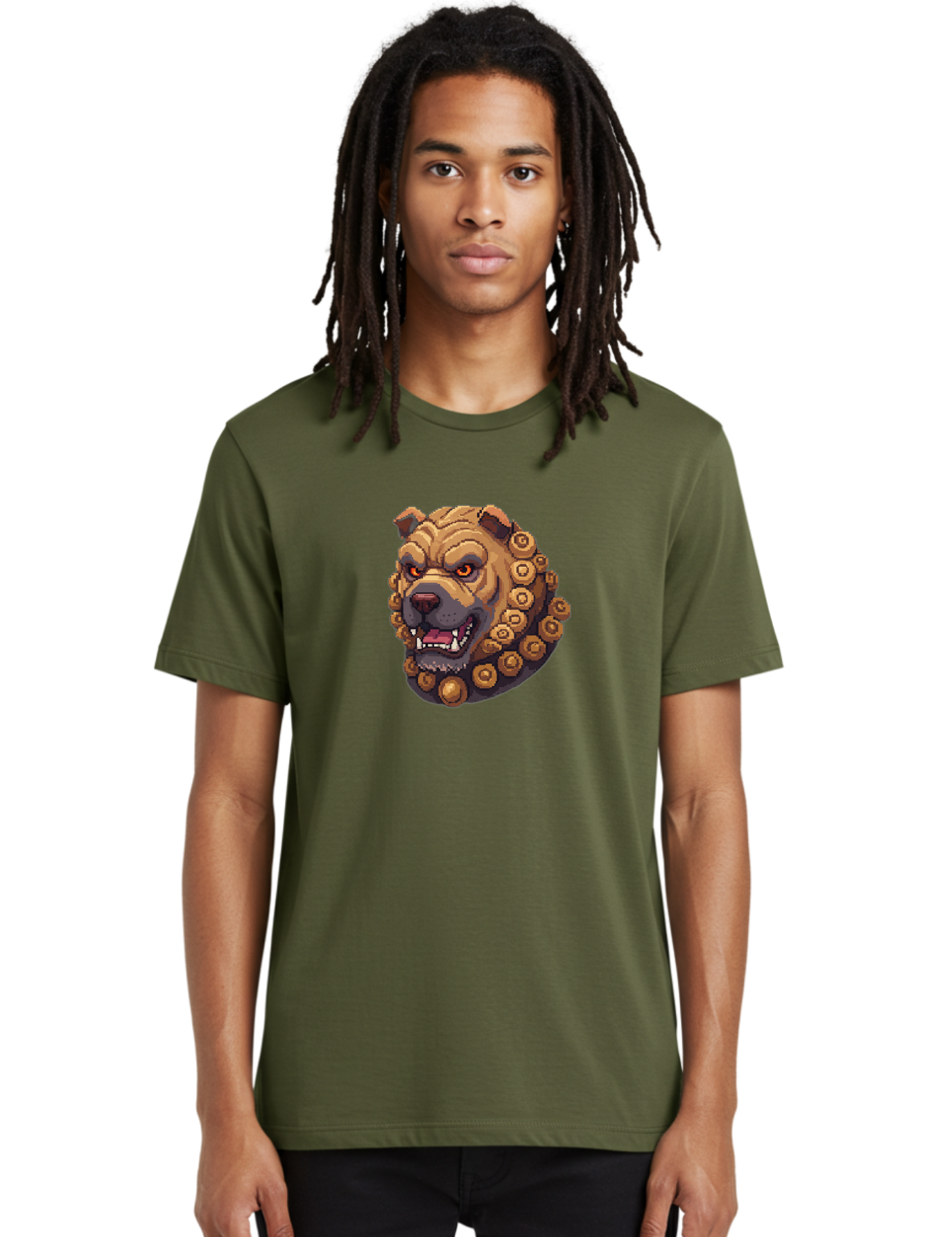 Pixelated-Dog-Head-With-Spiked-Collar Men'S Graphic Tee, 100% Cotton, Comfortable Casual Summer Wear, Machine Washable, Vintage Camera, Old Camera, Antique Camera, Black Camera, Classic Photography, Photography Equipment, Nostalgic Device, Bag976