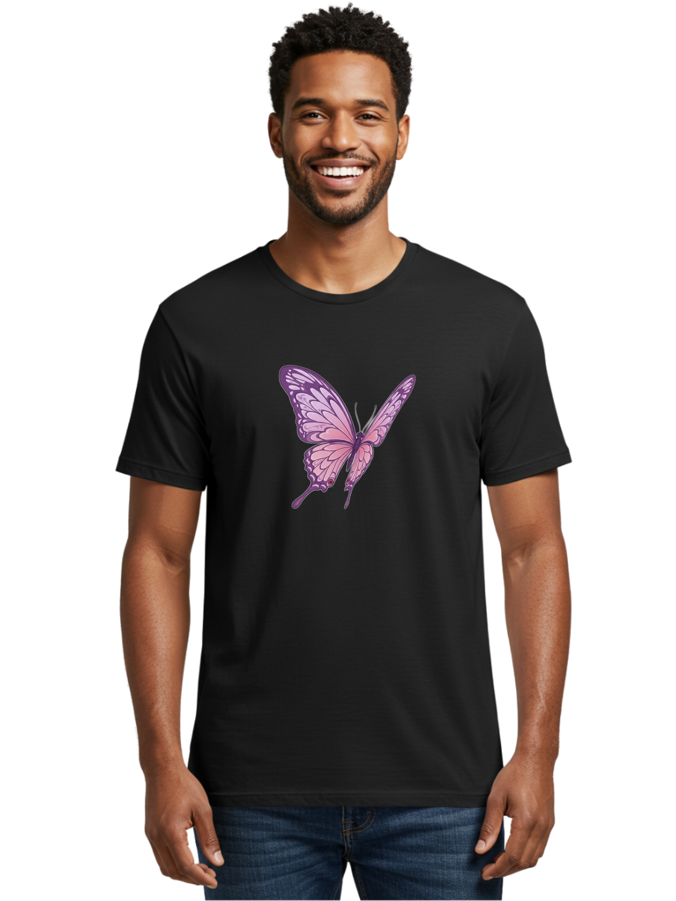 Purple-Butterfly Men'S Graphic Tee, 100% Cotton, Comfortable Casual Summer Wear, Machine Washable, Vintage Camera, Old Camera, Antique Camera, Black Camera, Classic Photography, Photography Equipment, Nostalgic Device, Film Camera, Camera Art Bag984