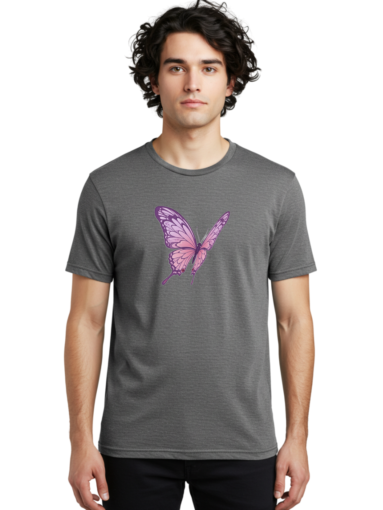 Purple-Butterfly Men'S Graphic Tee, 100% Cotton, Comfortable Casual Summer Wear, Machine Washable, Vintage Camera, Old Camera, Antique Camera, Black Camera, Classic Photography, Photography Equipment, Nostalgic Device, Film Camera, Camera Art Bag984