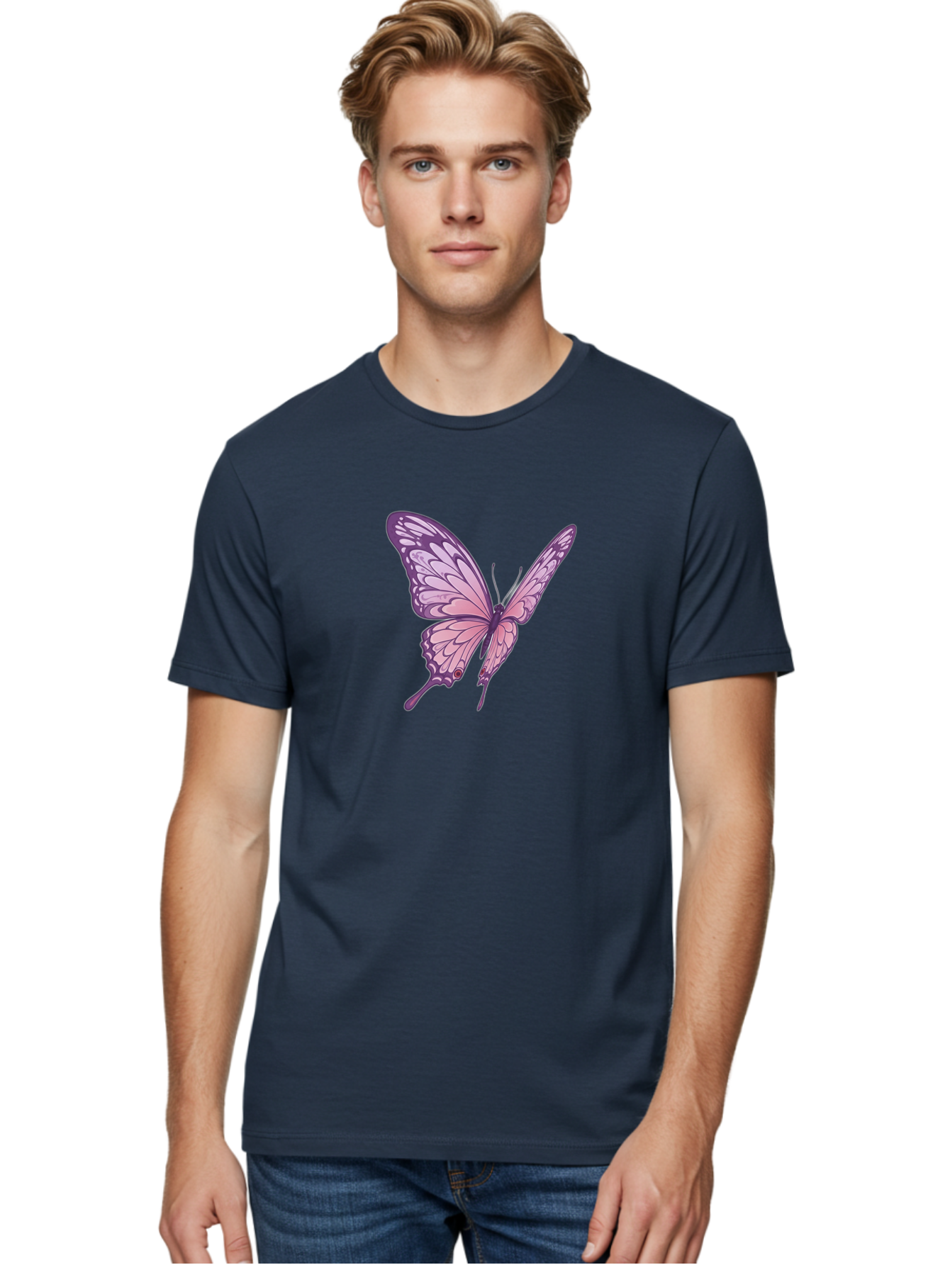 Purple-Butterfly Men'S Graphic Tee, 100% Cotton, Comfortable Casual Summer Wear, Machine Washable, Vintage Camera, Old Camera, Antique Camera, Black Camera, Classic Photography, Photography Equipment, Nostalgic Device, Film Camera, Camera Art Bag984