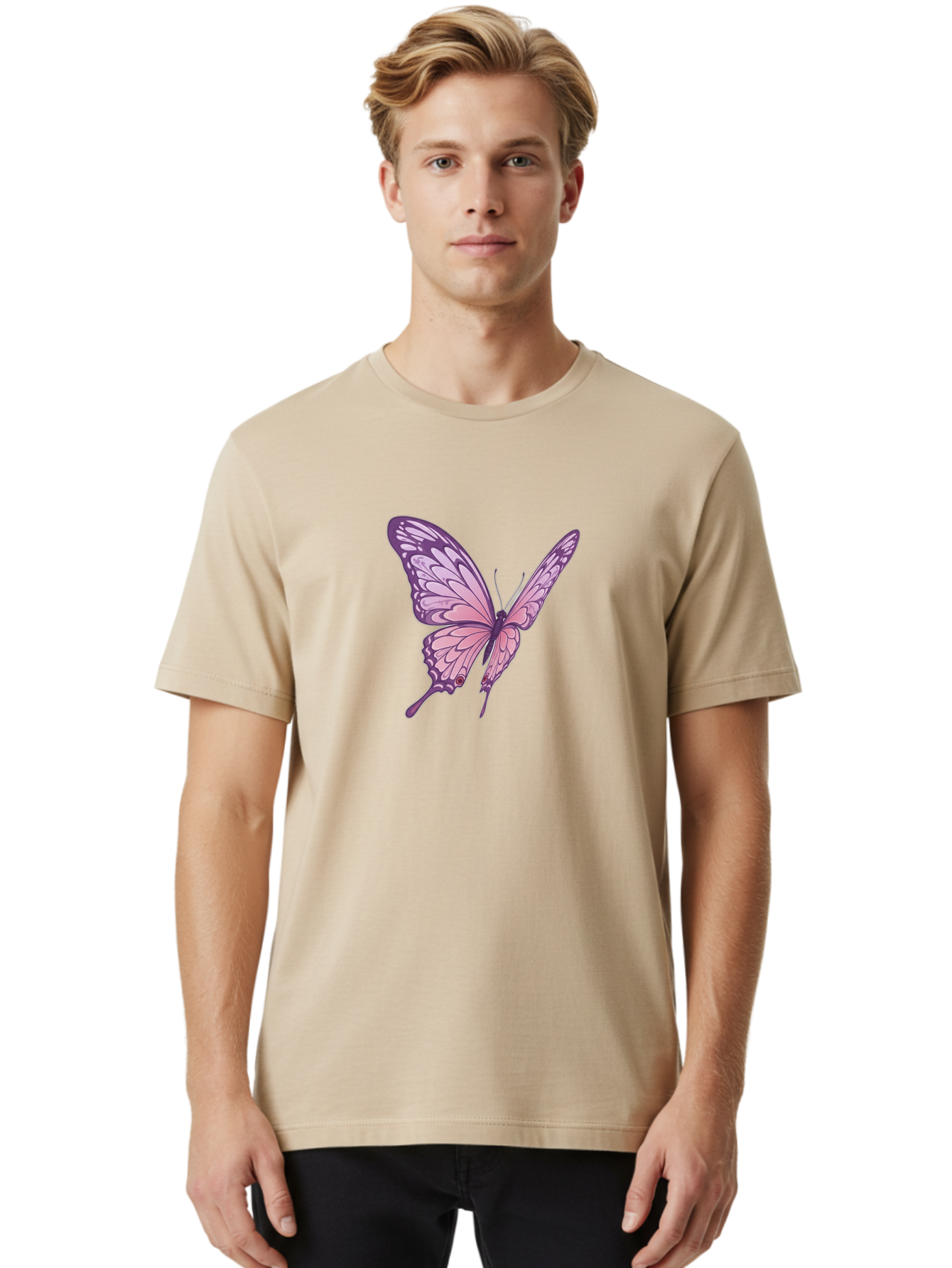Purple-Butterfly Men'S Graphic Tee, 100% Cotton, Comfortable Casual Summer Wear, Machine Washable, Vintage Camera, Old Camera, Antique Camera, Black Camera, Classic Photography, Photography Equipment, Nostalgic Device, Film Camera, Camera Art Bag984