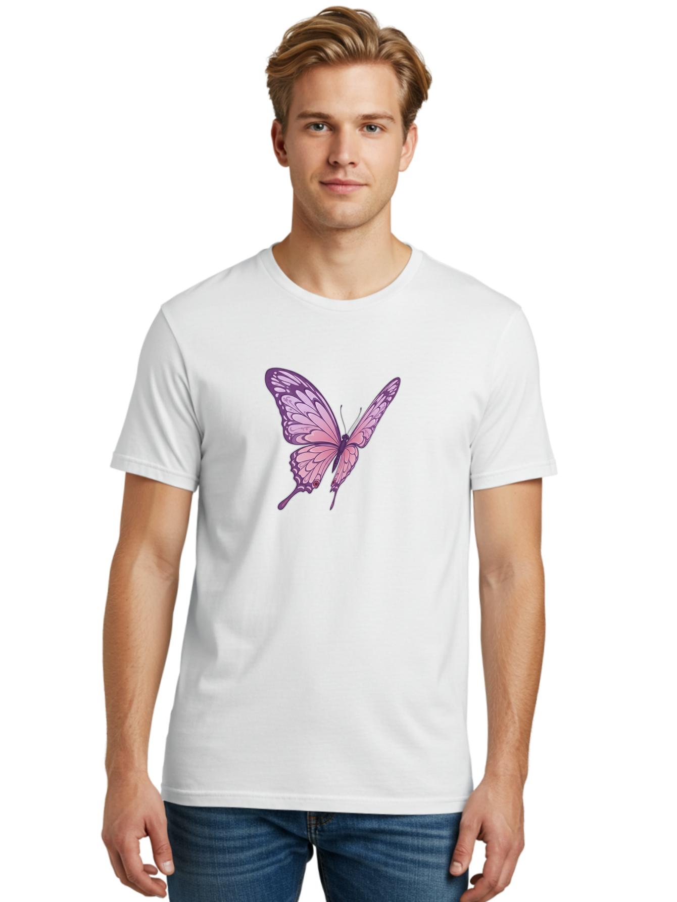 Purple-Butterfly Men'S Graphic Tee, 100% Cotton, Comfortable Casual Summer Wear, Machine Washable, Vintage Camera, Old Camera, Antique Camera, Black Camera, Classic Photography, Photography Equipment, Nostalgic Device, Film Camera, Camera Art Bag984