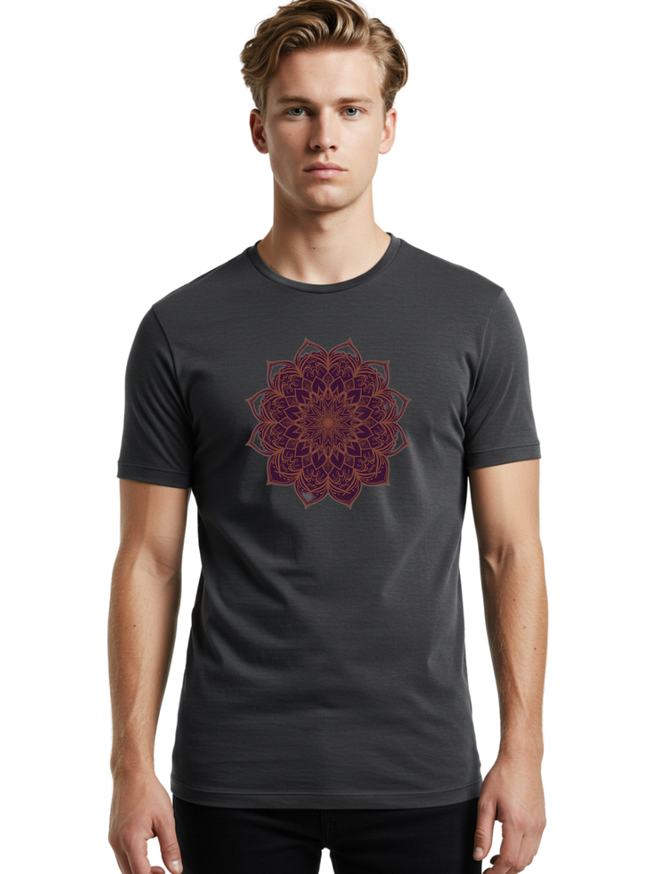 Purple-Mandala Men'S Graphic Tee, 100% Cotton, Comfortable Casual Summer Wear, Machine Washable, Vintage Camera, Old Camera, Antique Camera, Black Camera, Classic Photography, Photography Equipment, Nostalgic Device, Film Camera, Camera Art Bag992