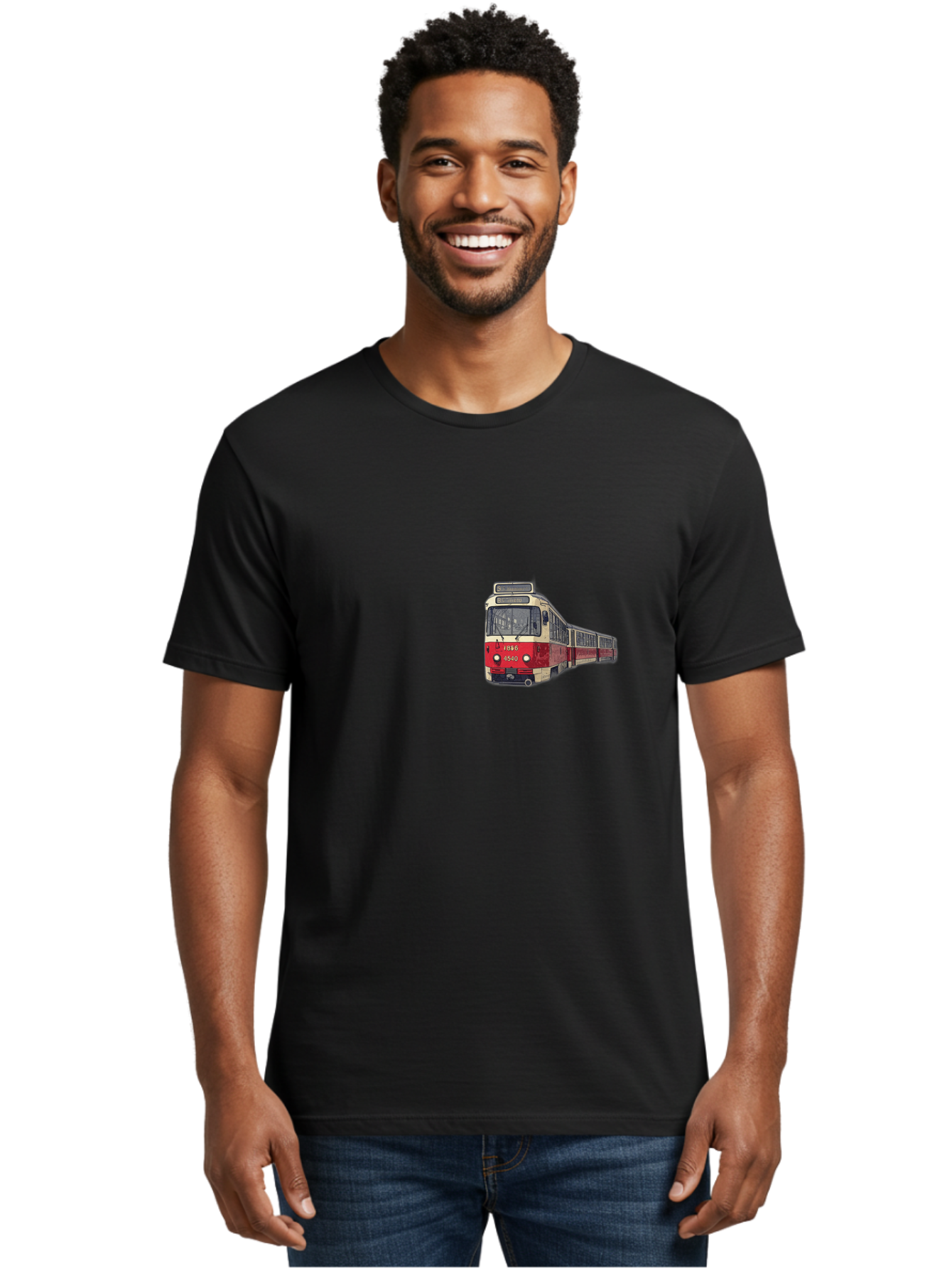 Red-And-White-Train-1536 Men'S Graphic Tee, 100% Cotton, Comfortable Casual Summer Wear, Machine Washable, Vintage Camera, Old Camera, Antique Camera, Black Camera, Classic Photography, Photography Equipment, Nostalgic Device, Film Camera, Bah014