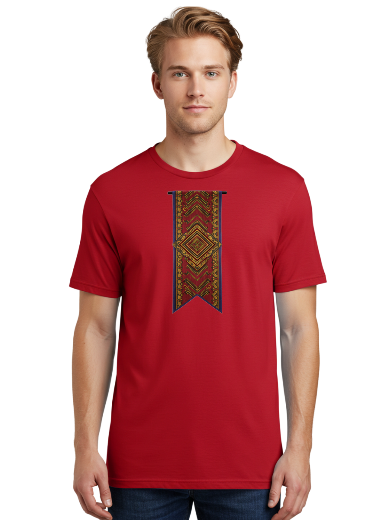 Red-Banner-With-Gold-Diamond Men'S Graphic Tee, 100% Cotton, Comfortable Casual Summer Wear, Machine Washable, Vintage Camera, Old Camera, Antique Camera, Black Camera, Classic Photography, Photography Equipment, Nostalgic Device, Film Camera, Bah015