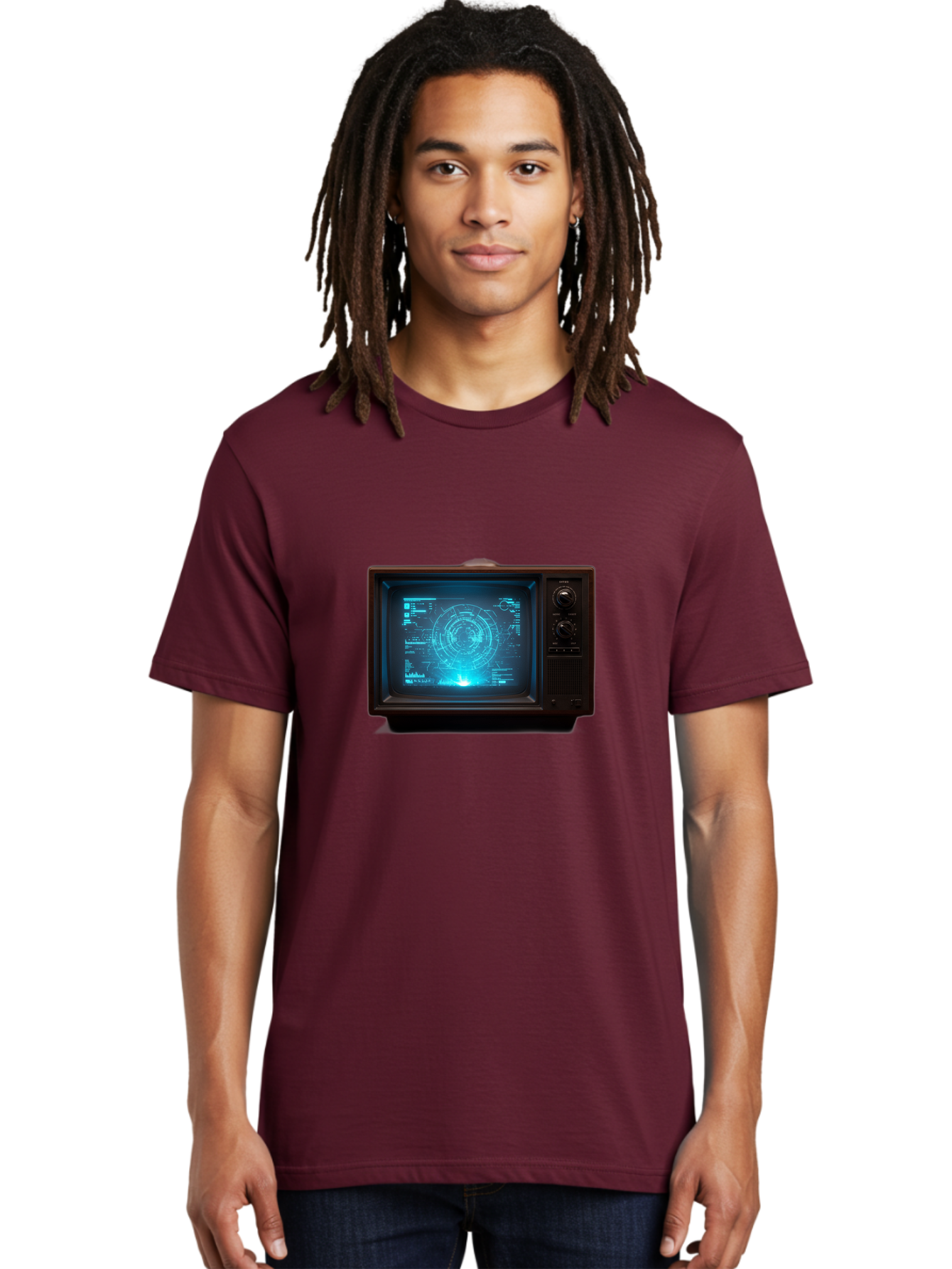 Retro-Tv-With-Radar-Screen Men'S Graphic Tee, 100% Cotton, Comfortable Casual Summer Wear, Machine Washable, Vintage Camera, Old Camera, Antique Camera, Black Camera, Classic Photography, Photography Equipment, Nostalgic Device, Film Camera, Bah025