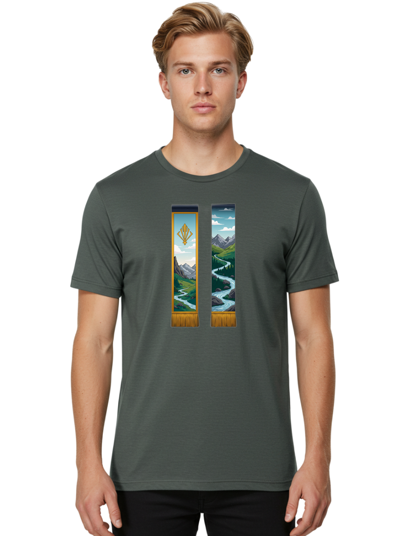 River-Landscape-Banners Men'S Graphic Tee, 100% Cotton, Comfortable Casual Summer Wear, Machine Washable, Vintage Camera, Old Camera, Antique Camera, Black Camera, Classic Photography, Photography Equipment, Nostalgic Device, Film Camera, Bah026