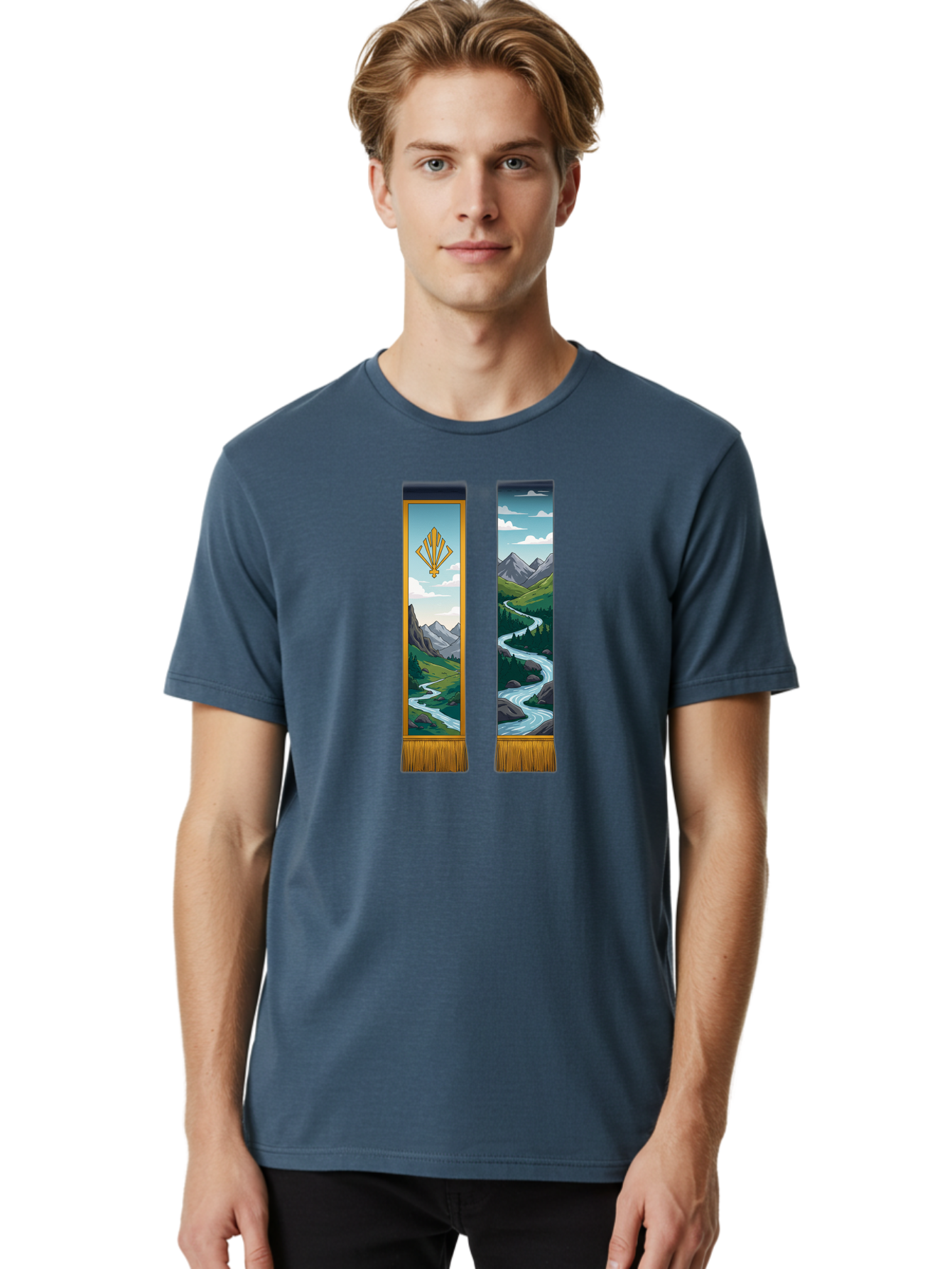 River-Landscape-Banners Men'S Graphic Tee, 100% Cotton, Comfortable Casual Summer Wear, Machine Washable, Vintage Camera, Old Camera, Antique Camera, Black Camera, Classic Photography, Photography Equipment, Nostalgic Device, Film Camera, Bah026