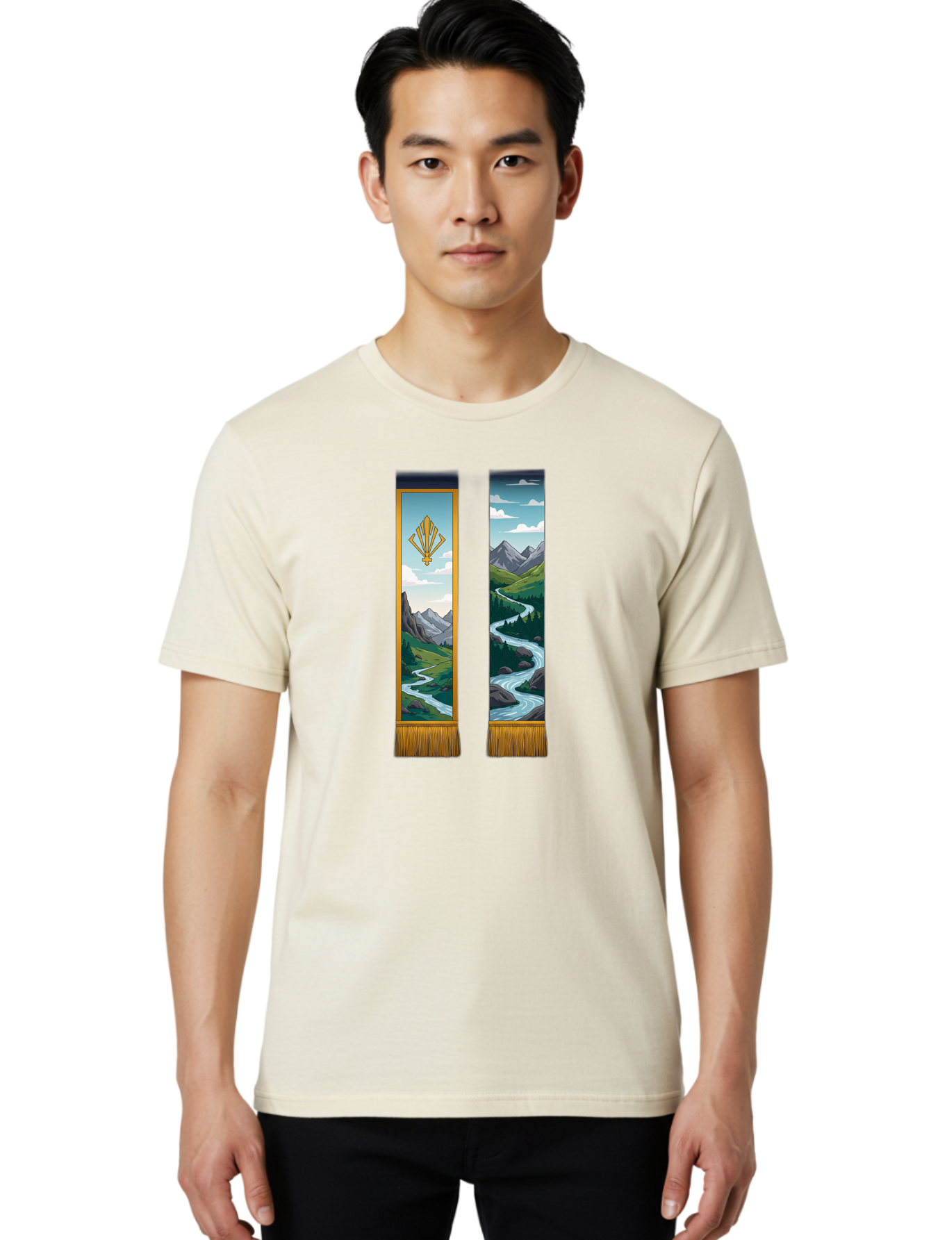 River-Landscape-Banners Men'S Graphic Tee, 100% Cotton, Comfortable Casual Summer Wear, Machine Washable, Vintage Camera, Old Camera, Antique Camera, Black Camera, Classic Photography, Photography Equipment, Nostalgic Device, Film Camera, Bah026