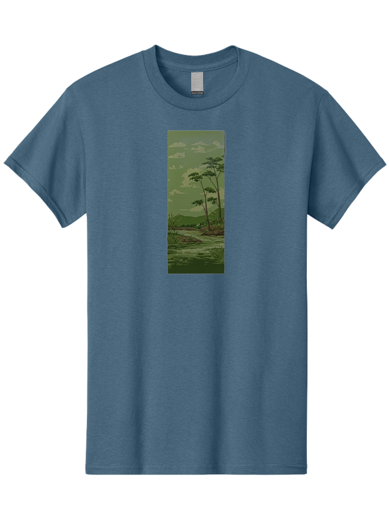 River-Landscape Men'S Graphic Tee, 100% Cotton, Comfortable Casual Summer Wear, Machine Washable, Vintage Camera, Old Camera, Antique Camera, Black Camera, Classic Photography, Photography Equipment, Nostalgic Device, Film Camera, Camera Art Bah027